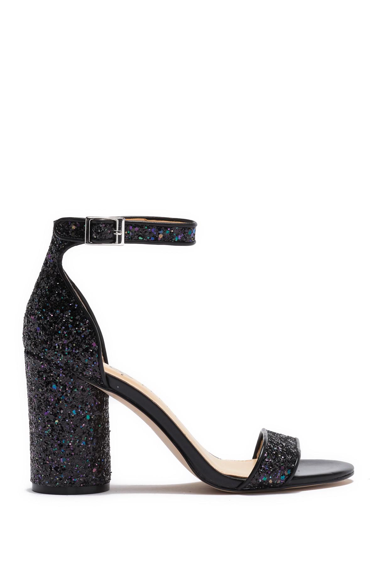 Katy Perry The Clara Chunky Glitter Block Heel Sandal in Black | Lyst