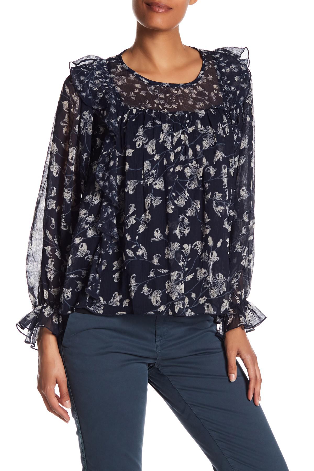 lucky brand blue floral top