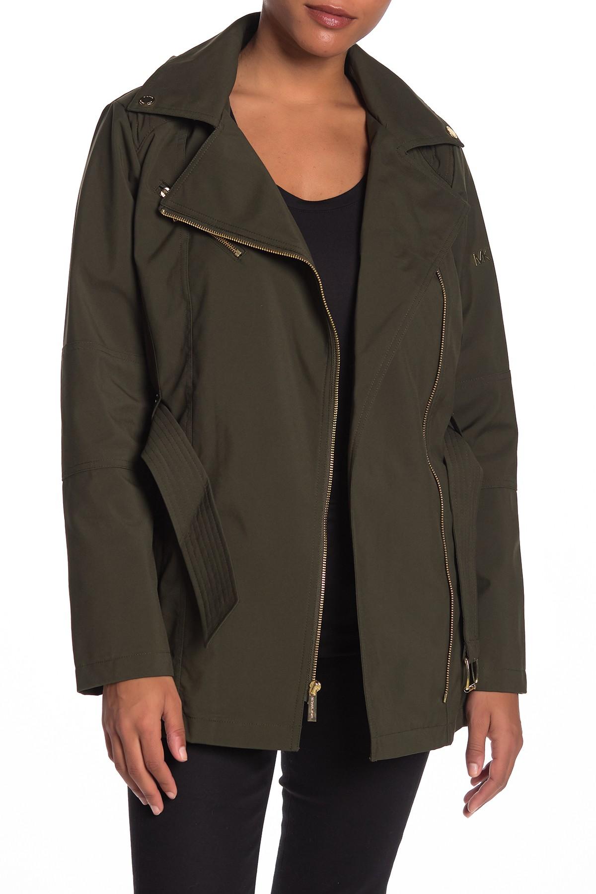 MICHAEL Michael Kors Synthetic Short Asymmetrical Belted Trench Jacket
