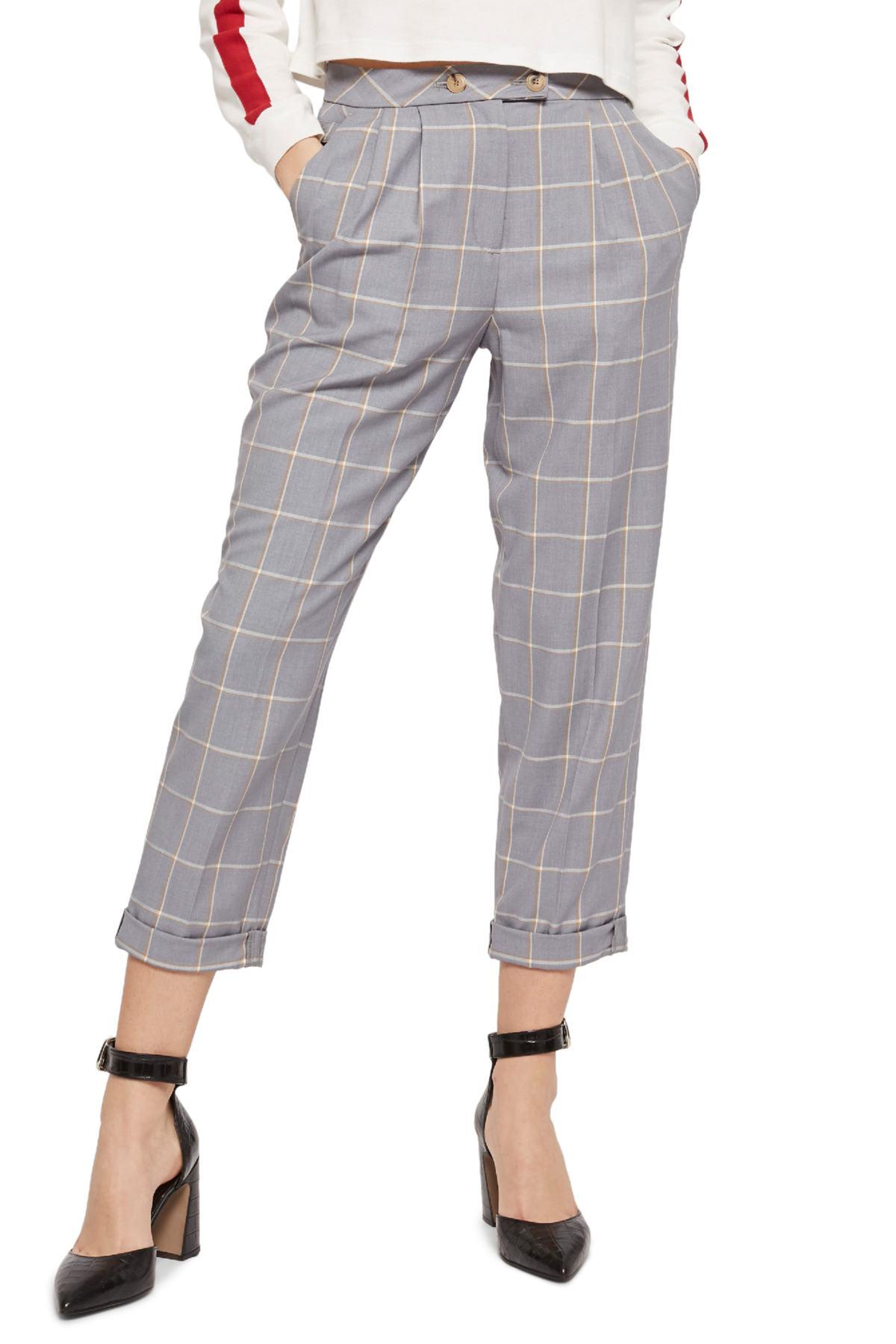 women's windowpane plaid pants