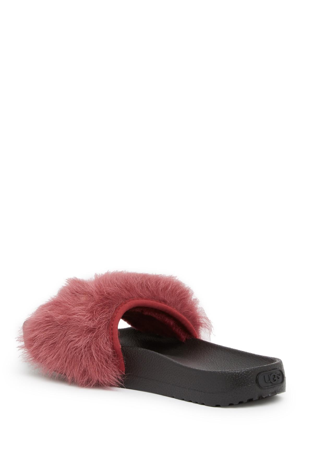 UGG Royale Genuine Lamb Fur Slide in Red | Lyst