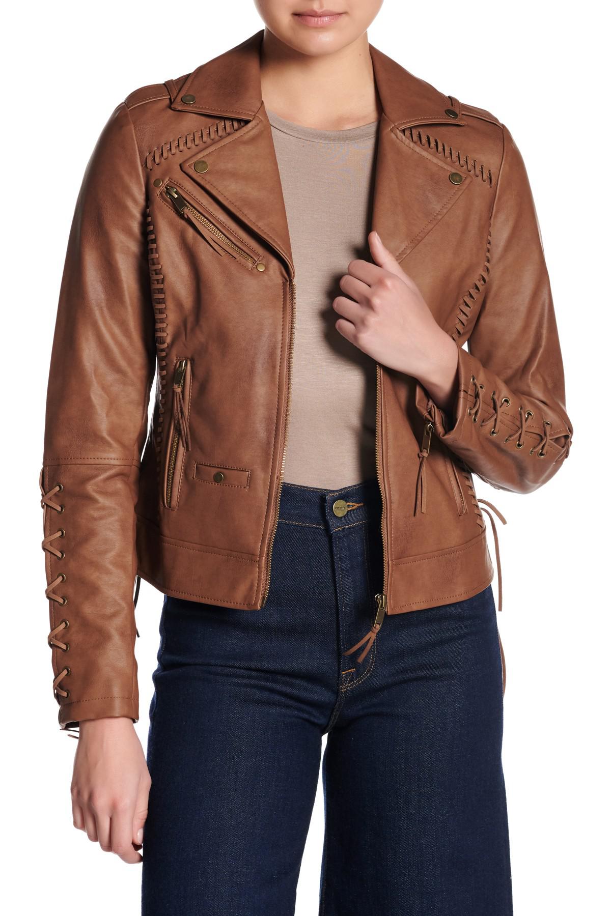 Lyst Coffee Lace Up Faux Leather Jacket Coffee Women S Lace Up Faux Leather Jacket