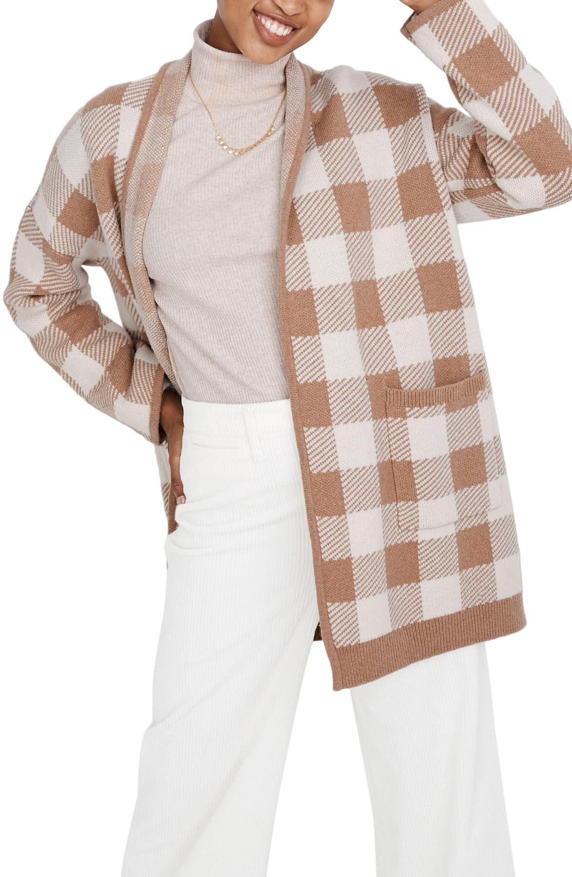 buffalo check sweater coat