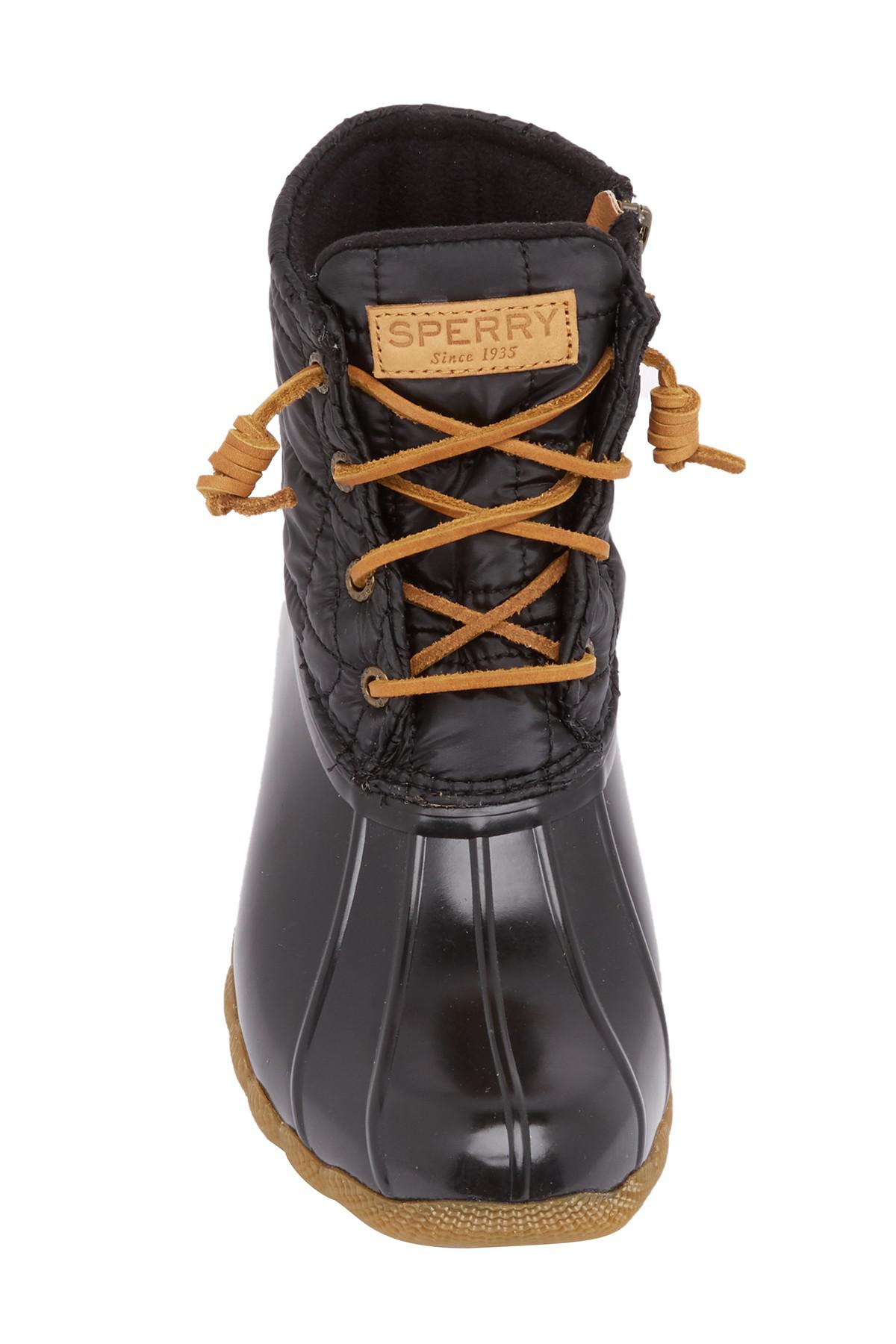 saltwater shiny quilted duck boot