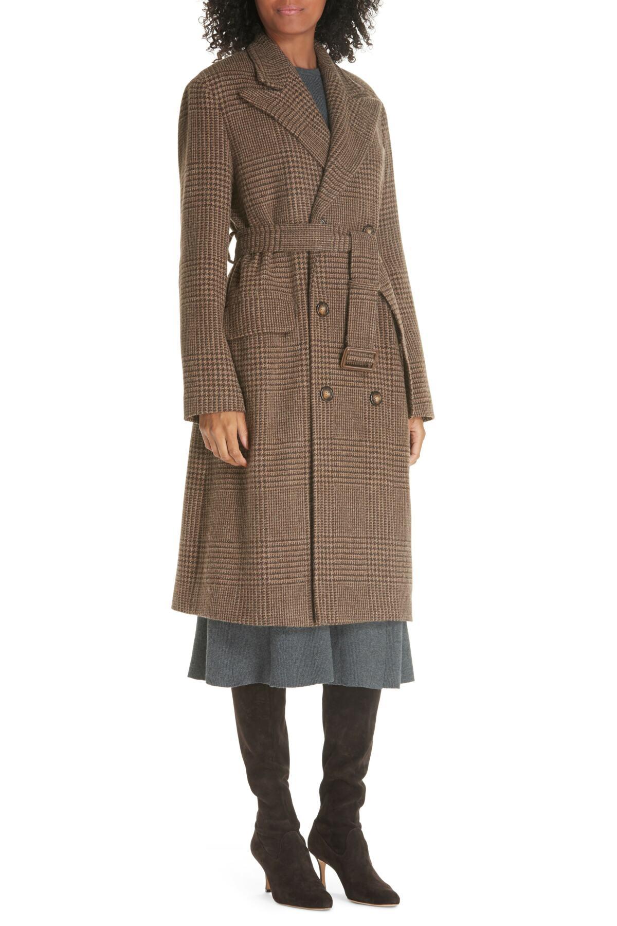 Polo Ralph Lauren Plaid Lambswool & Alpaca Belted Coat in Brown Lyst