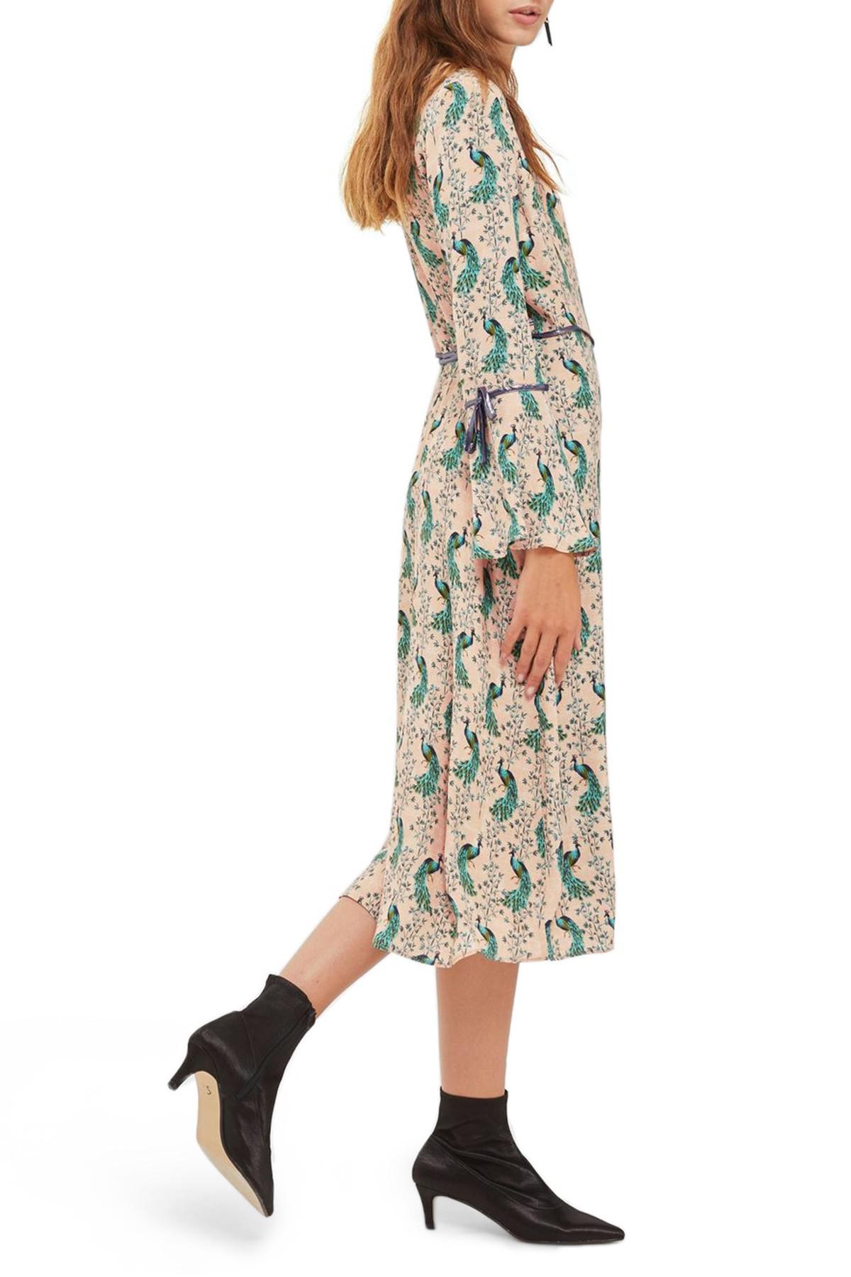 peacock wrap dress