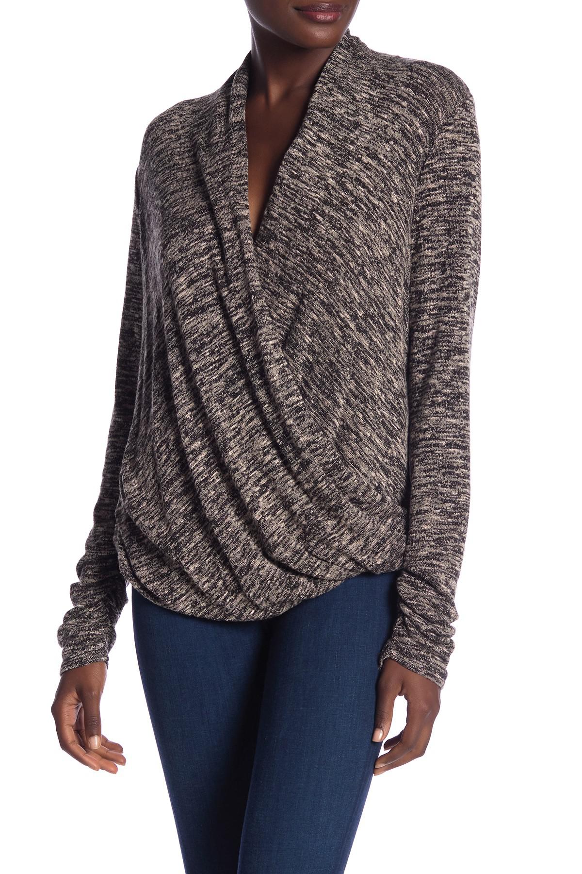 Download Max Studio Synthetic Mock Wrap Long Sleeve Sweater - Lyst