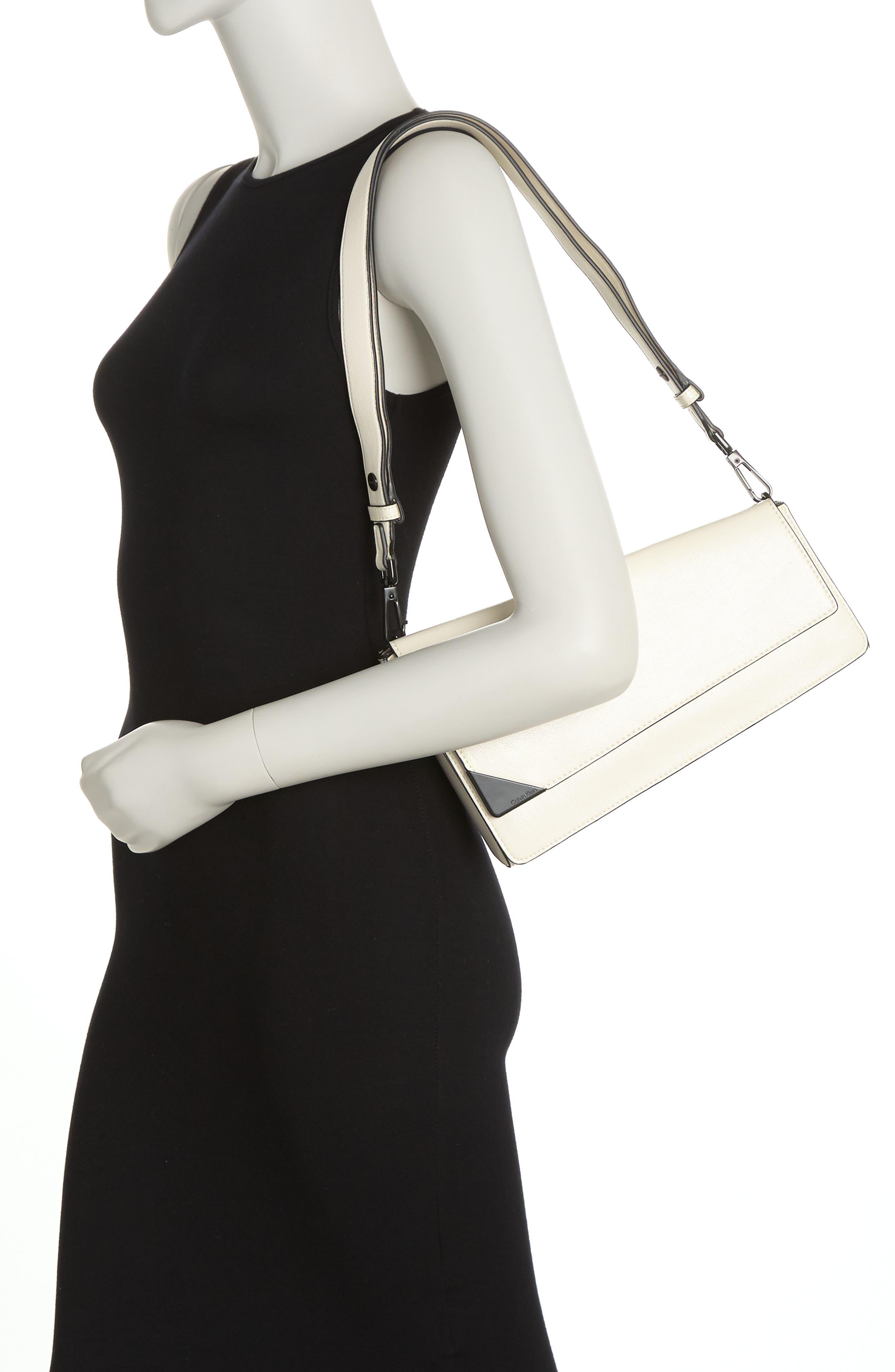 Calvin Klein Basalt Embossed Asymmetrical Small Shoulder Bag