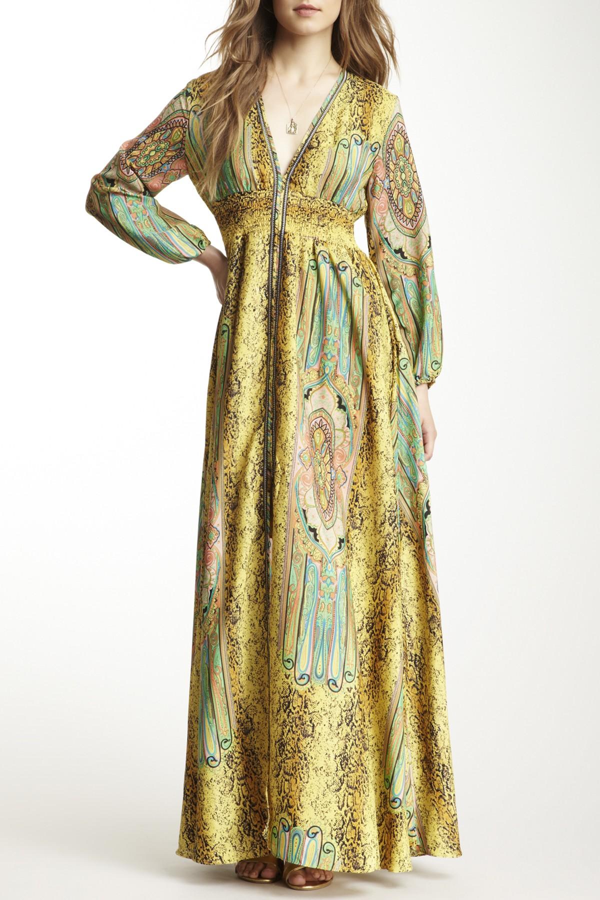 Gracia Long Sleeve Maxi Dress in Yellow Lyst