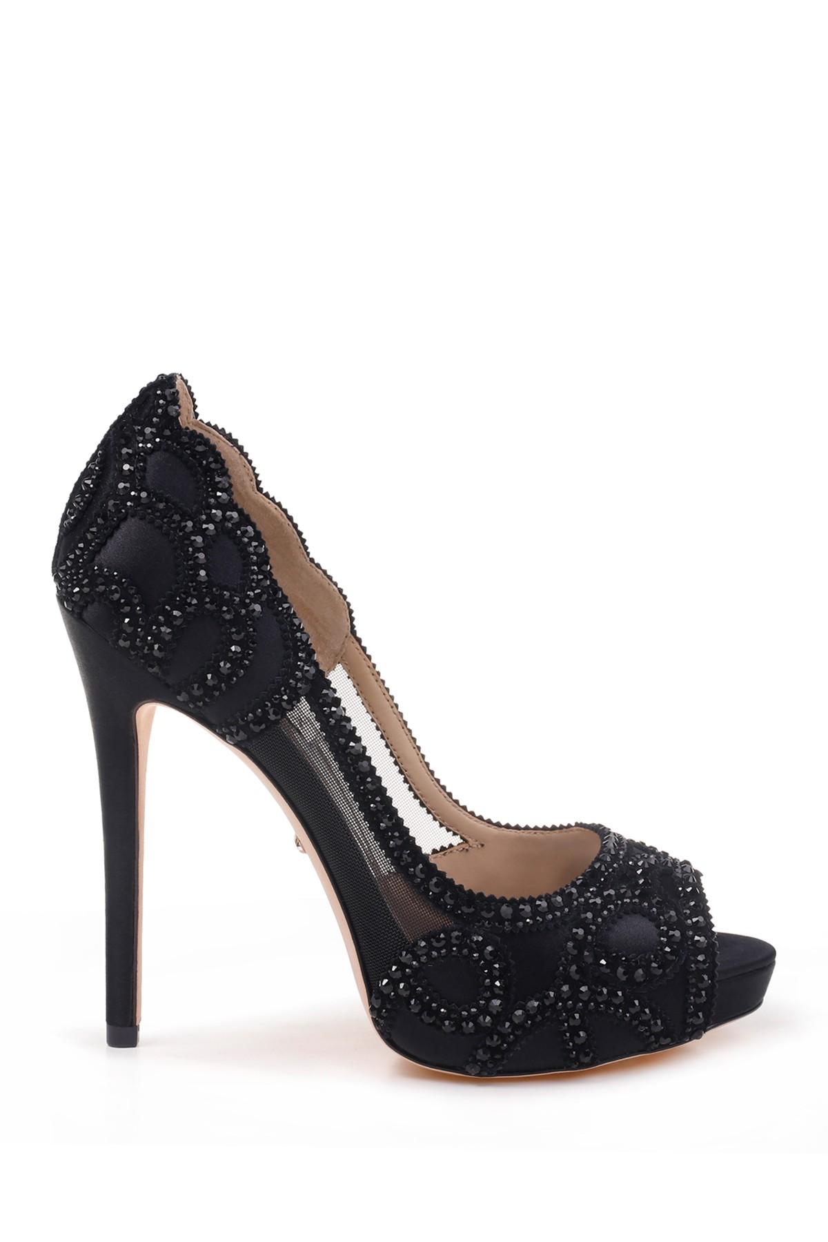 badgley mischka witney embellished peep toe pump