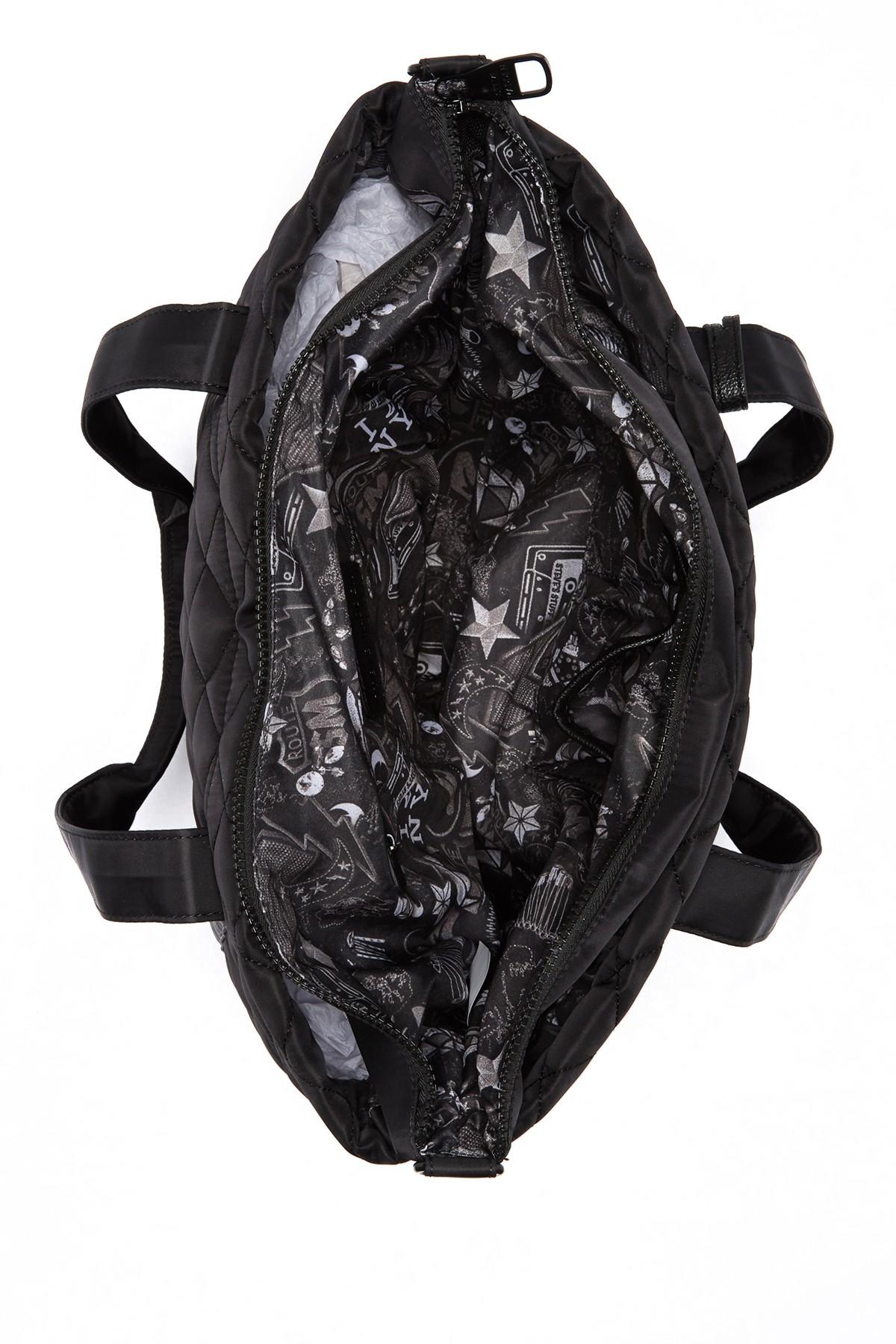 Trendy Designer Steve Madden Bslinky Quilted Nylon Logo Large Tote Bag