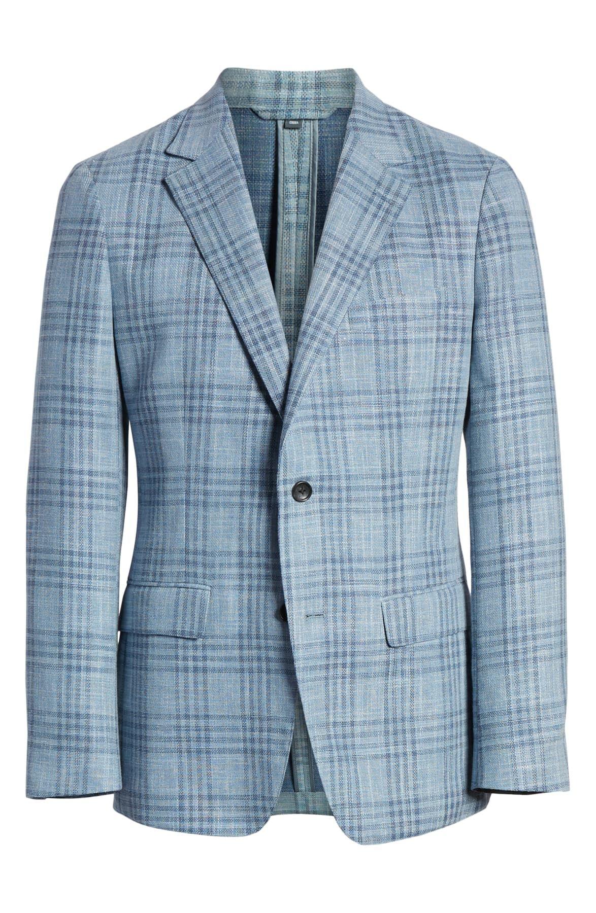 Bonobos Slim Fit Unstructured Check Wool Blend Sport Coat in Blue for