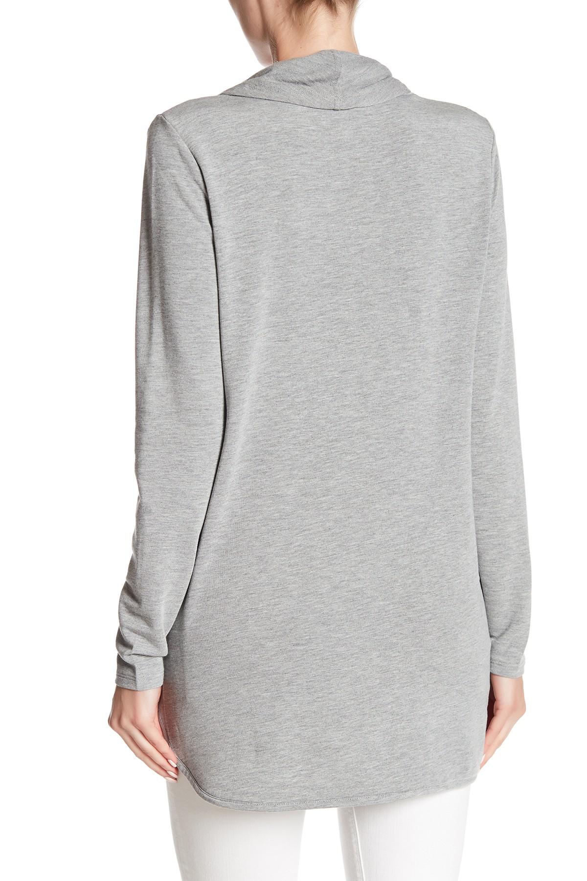 Cable & Gauge Cowl Neck Pocket Tunic in Gray | Lyst