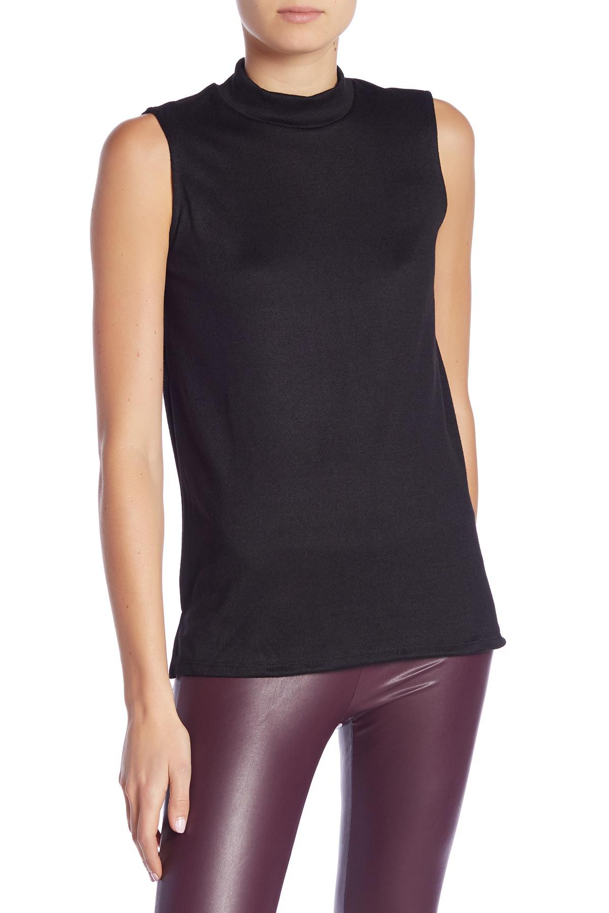 Download Joe Fresh Sleeveless Mock Neck Tank Top in Black - Lyst