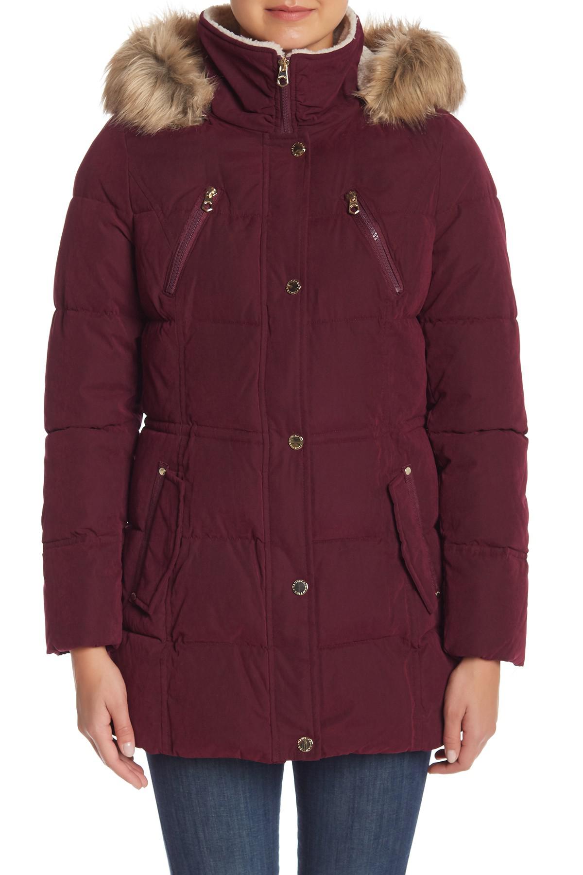 nautica faux fur trimmed hooded jacket