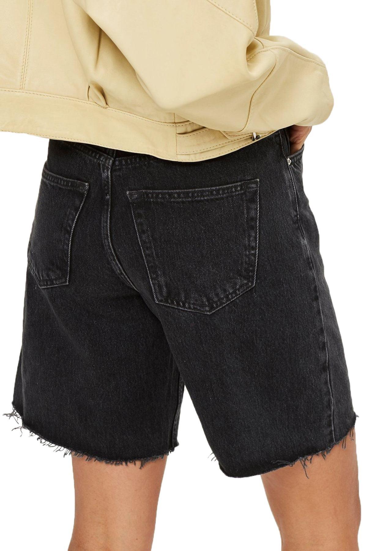 topshop longline denim shorts