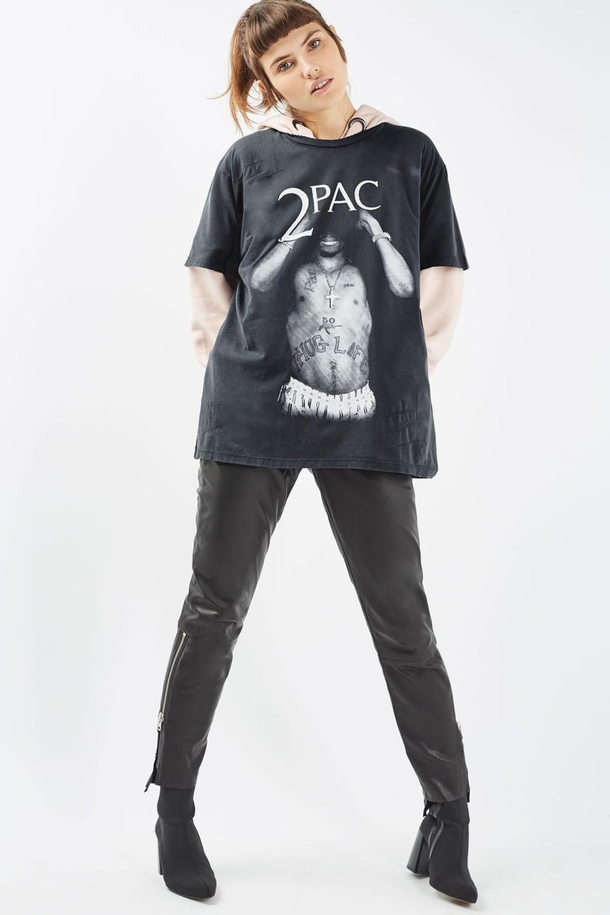 TOPSHOP Cotton By And Finally Tupac Tee in Black | Lyst