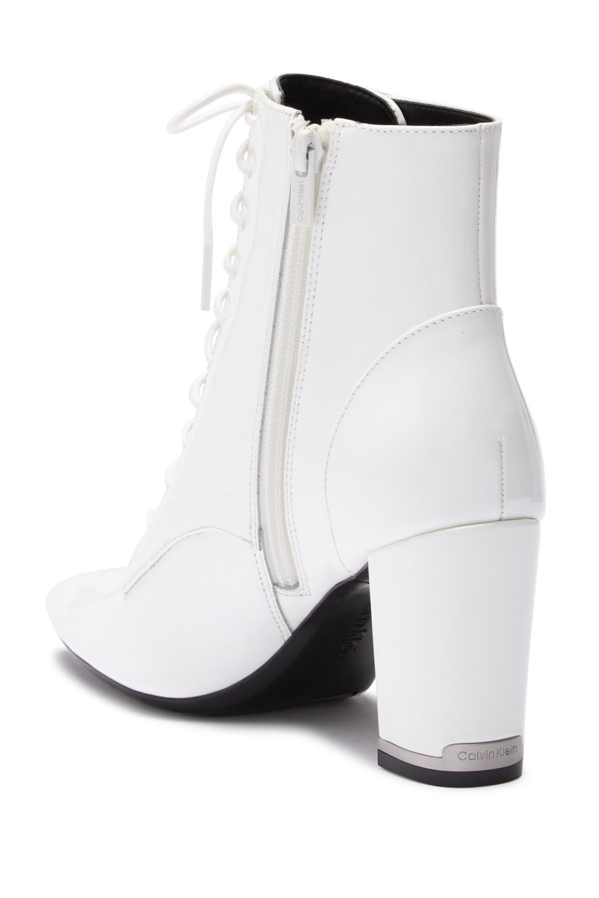 calvin klein esma patent leather lace up bootie