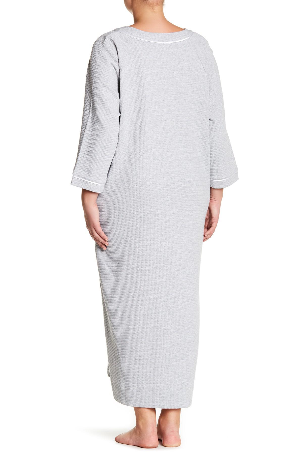Download Carole Hochman Cotton Long Sleeve Waffle Knit Zip Robe ...