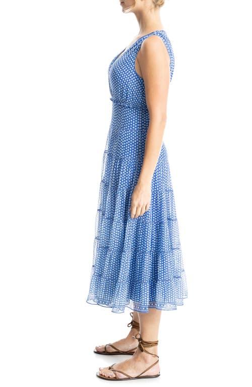 Max Studio V-Neck Sleeveless Mesh Midi Dress in Blue Lyst