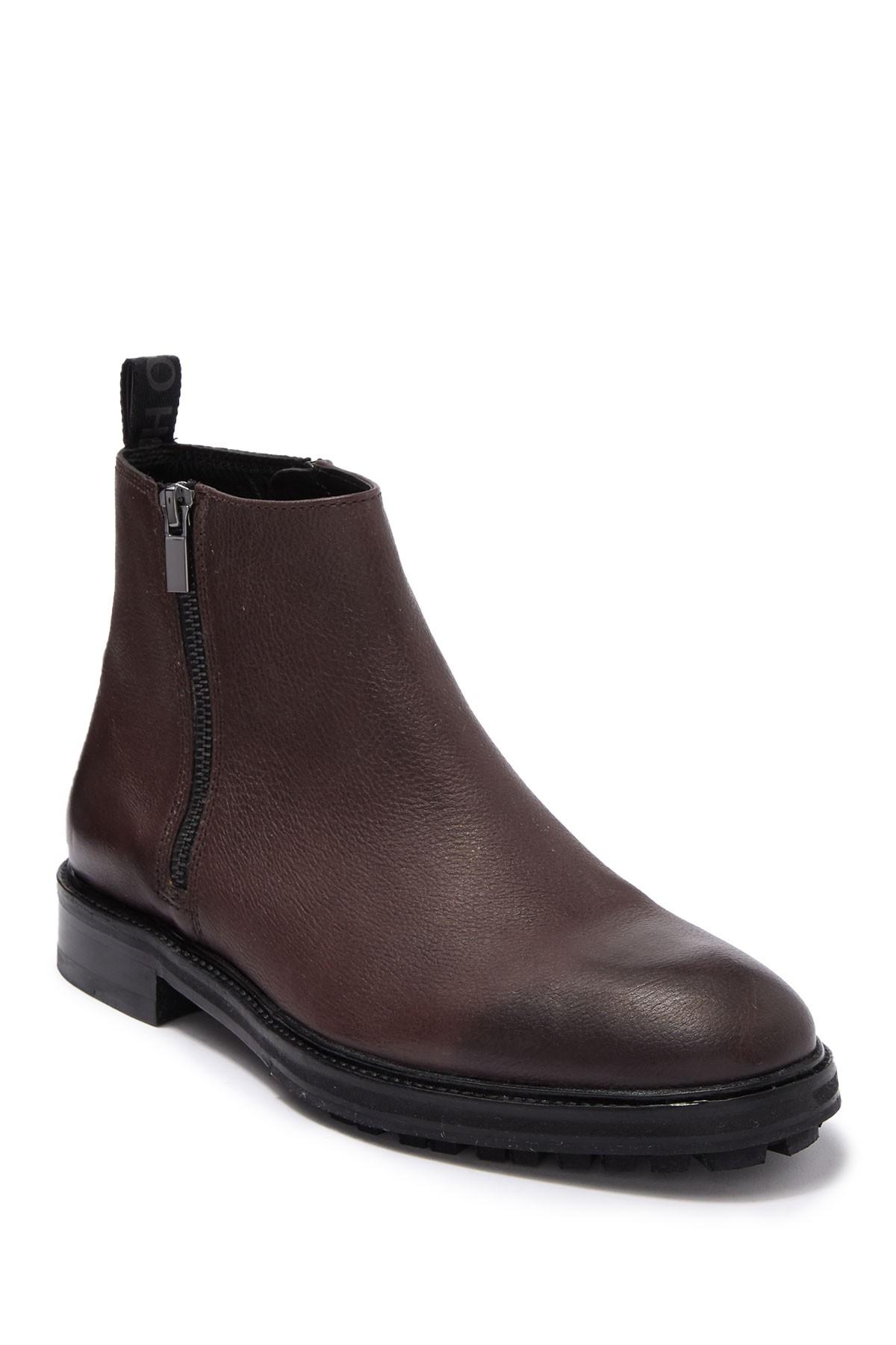 HUGO Leather Bohemian Zip Boot in Dark Brown (Brown) for Men - Lyst