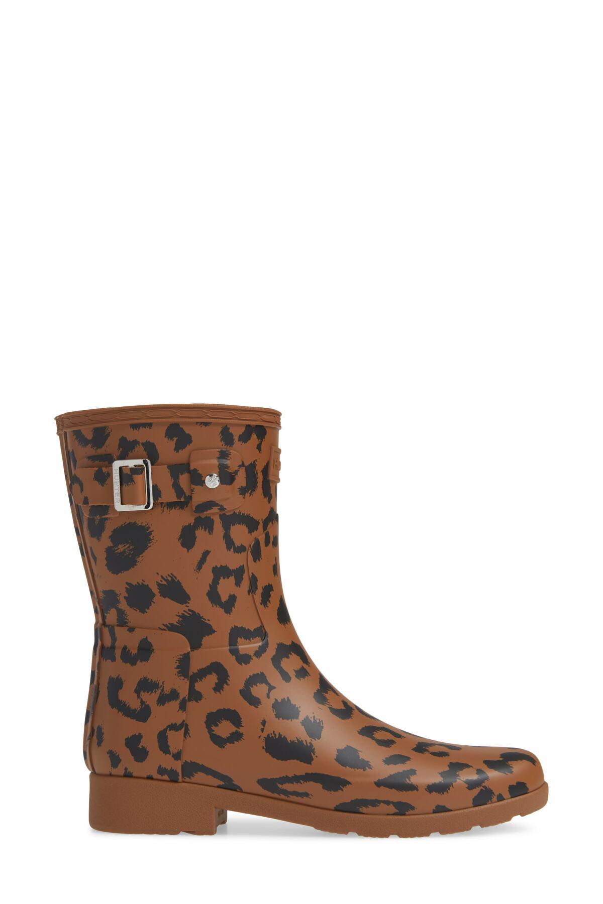 original leopard print refined short waterproof rain boot