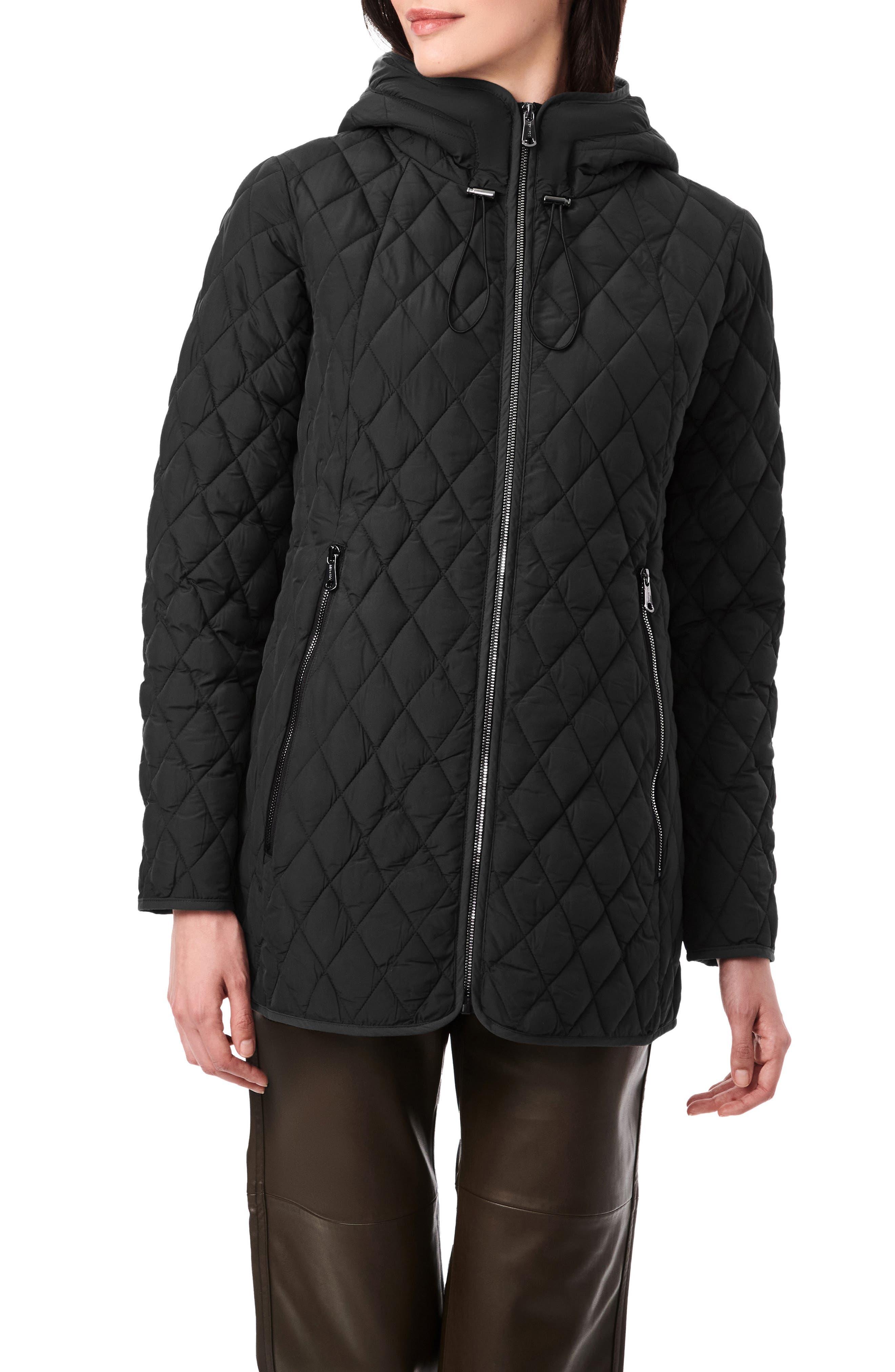 Bernardo Diamond Quilt Packable Hooded Puffer Jacket in Black Lyst