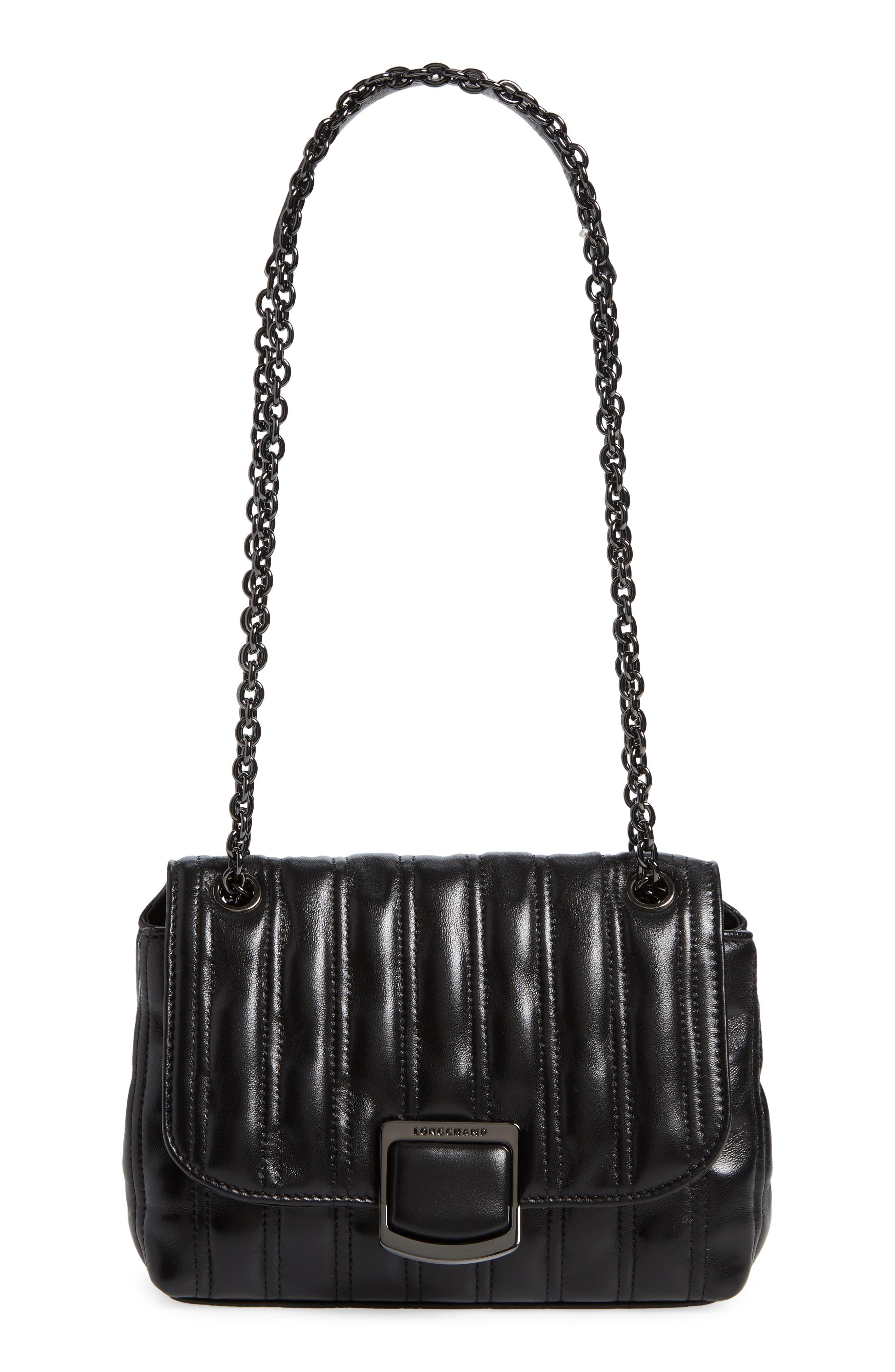 Longchamp Brioche Small Leather Shoulder Bag in Black | Lyst