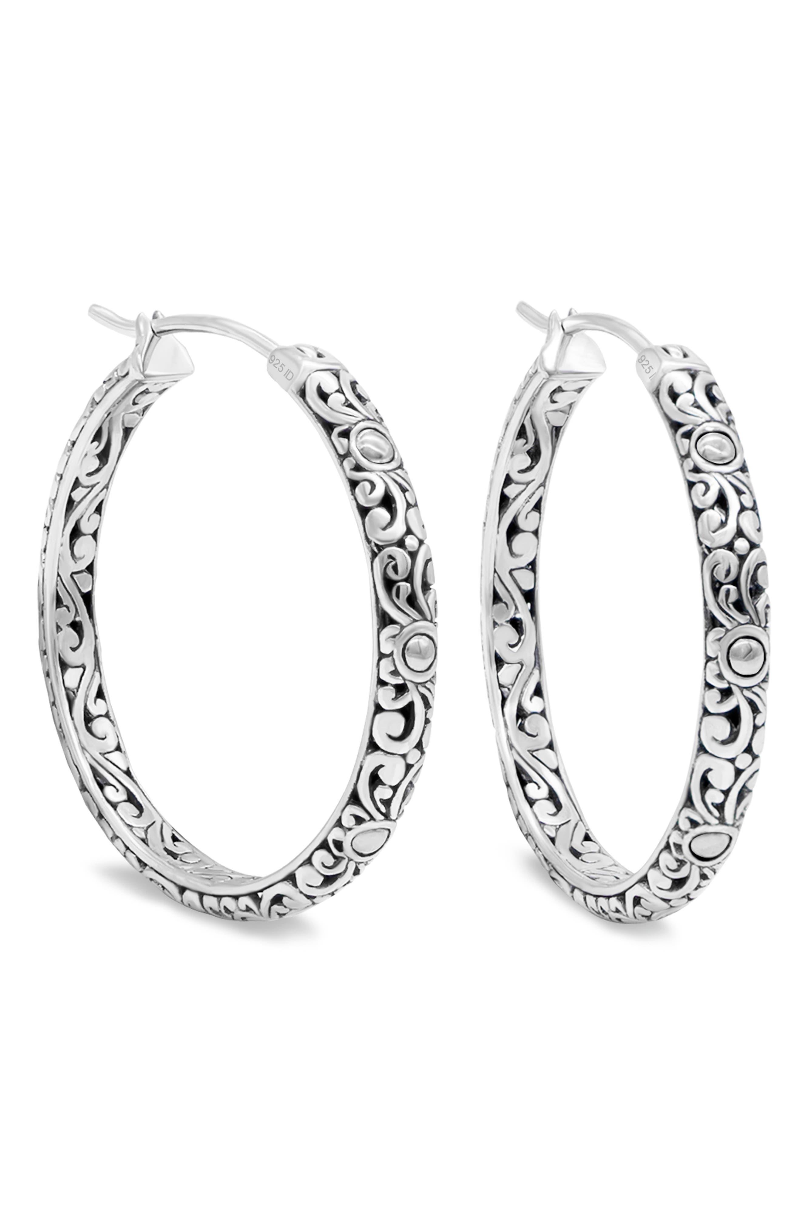 DEVATA Sterling Silver Bali Filigree Hoop Earrings At Nordstrom Rack in  White | Lyst