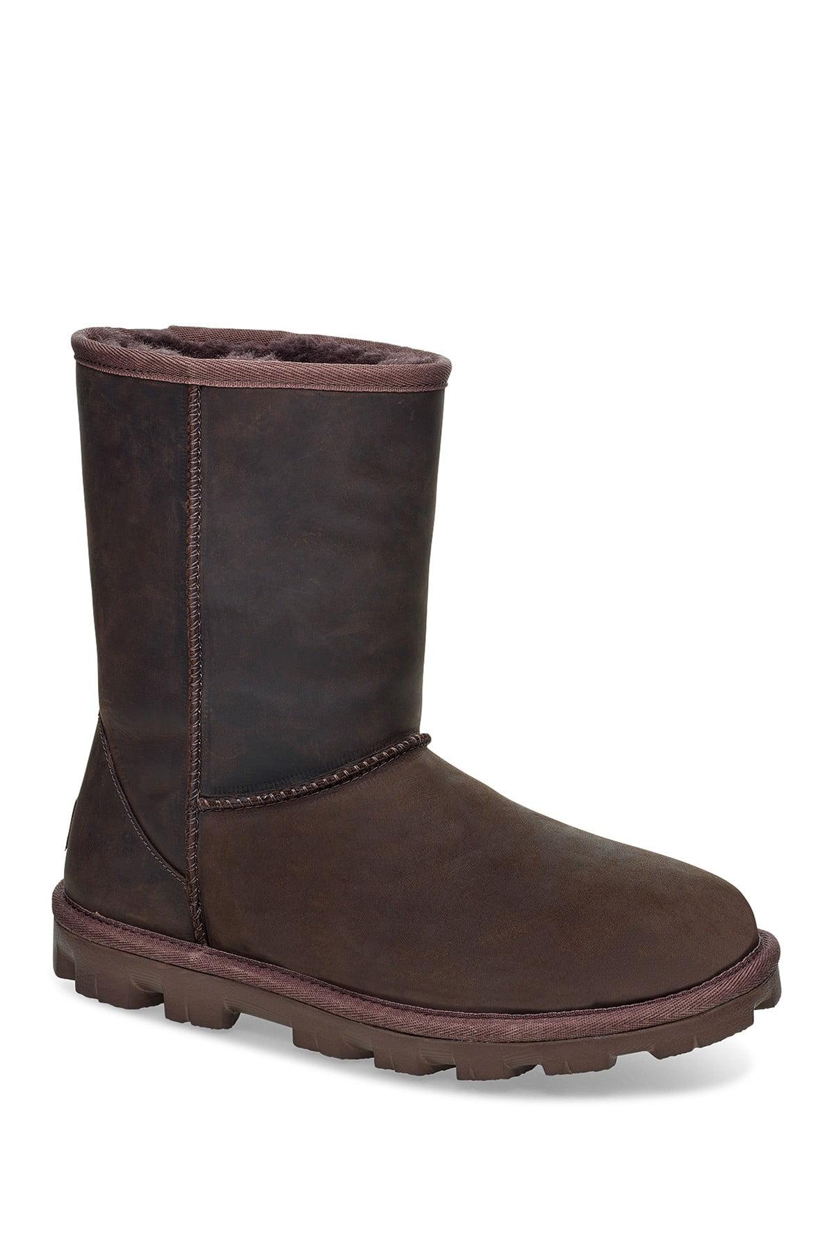 UGG Essential Short Pure Wool Lined Leather Boot in Chocolate (Brown) - Lyst