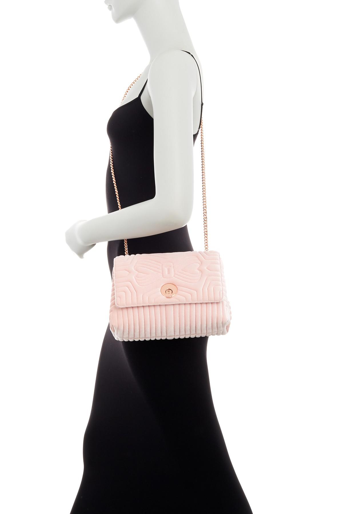 Ted Baker Rachila Quilted Velvet Crossbody Bag in Dusky Pink (Pink) - Lyst