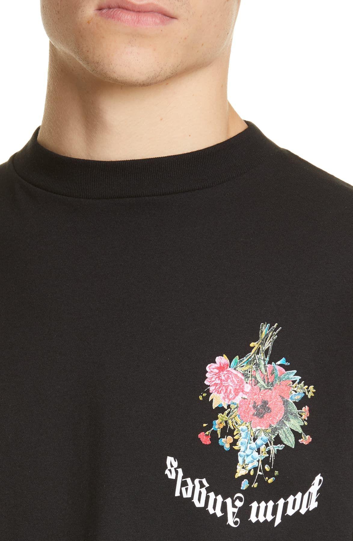 Palm Angels Flowers Graphic T-shirt in Black for Men - Lyst