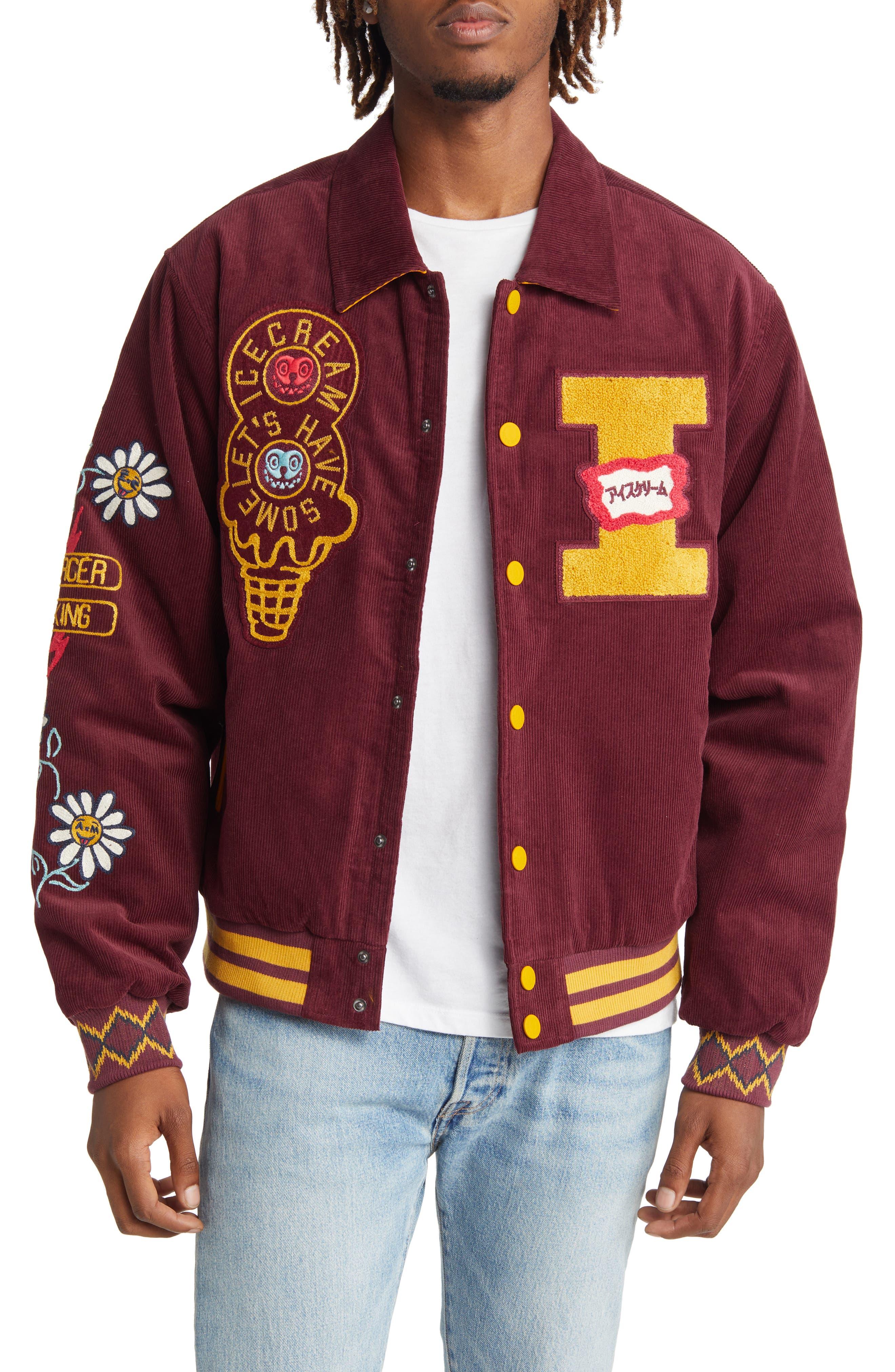 ICECREAM Team Corduroy Varsity Jacket in Red for Men | Lyst