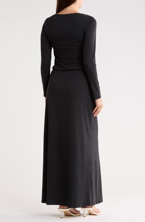 go couture long sleeve maxi dress Go Couture Plunge Neck Floral Long Sleeve Maxi Dress In Black Rib