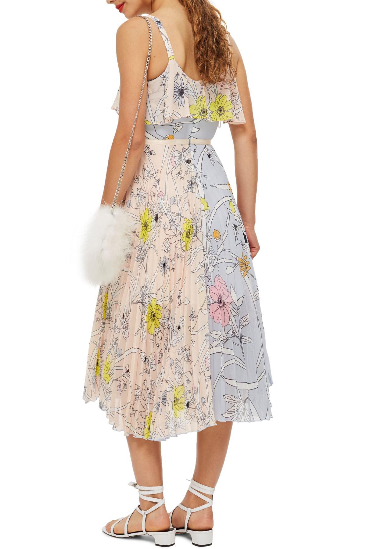 Synthetic Pastel Pleated Midi Dress Lyst