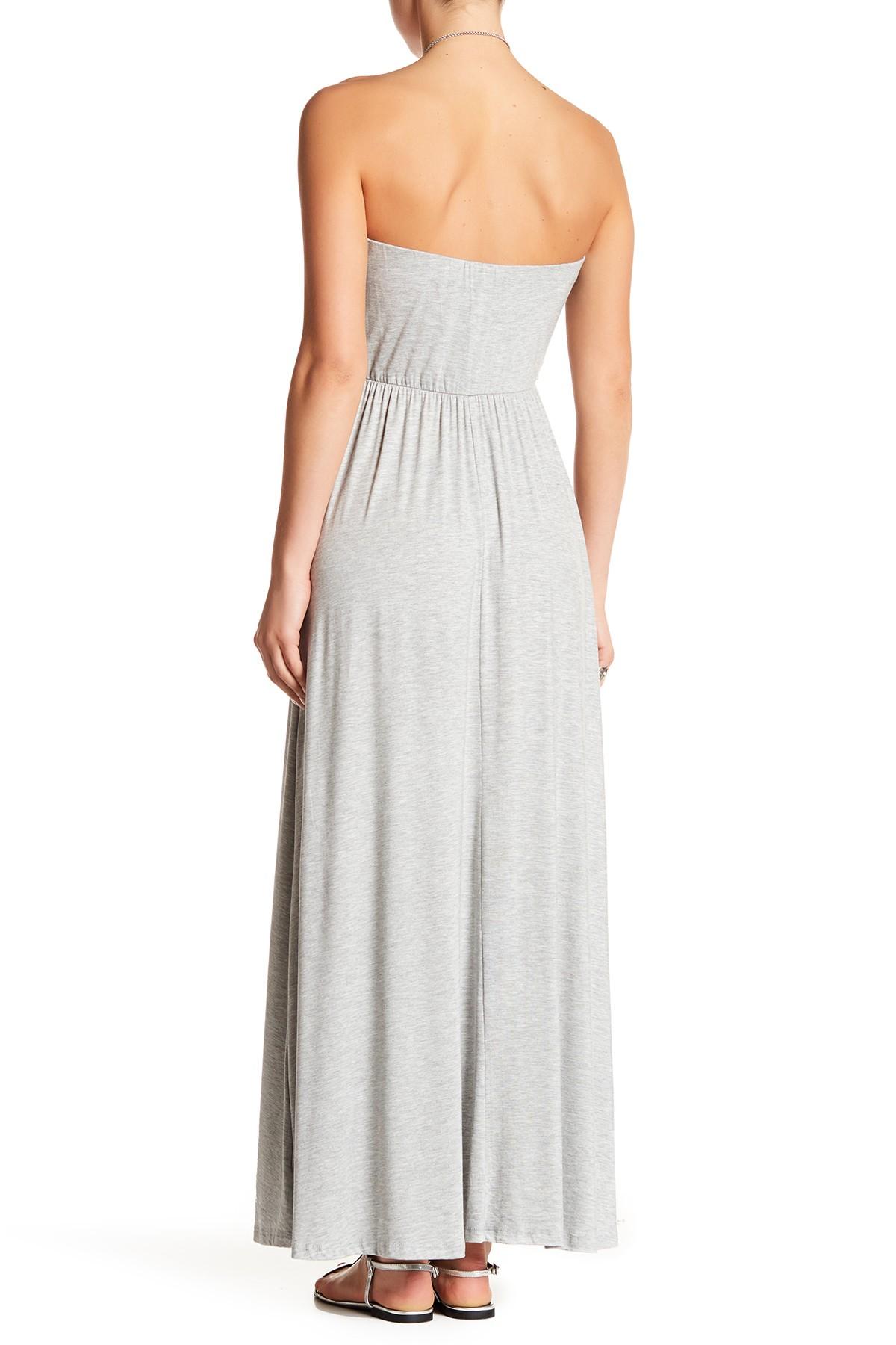 West Kei Synthetic Strapless Knit Maxi Dress in Heather Grey (Gray) Lyst