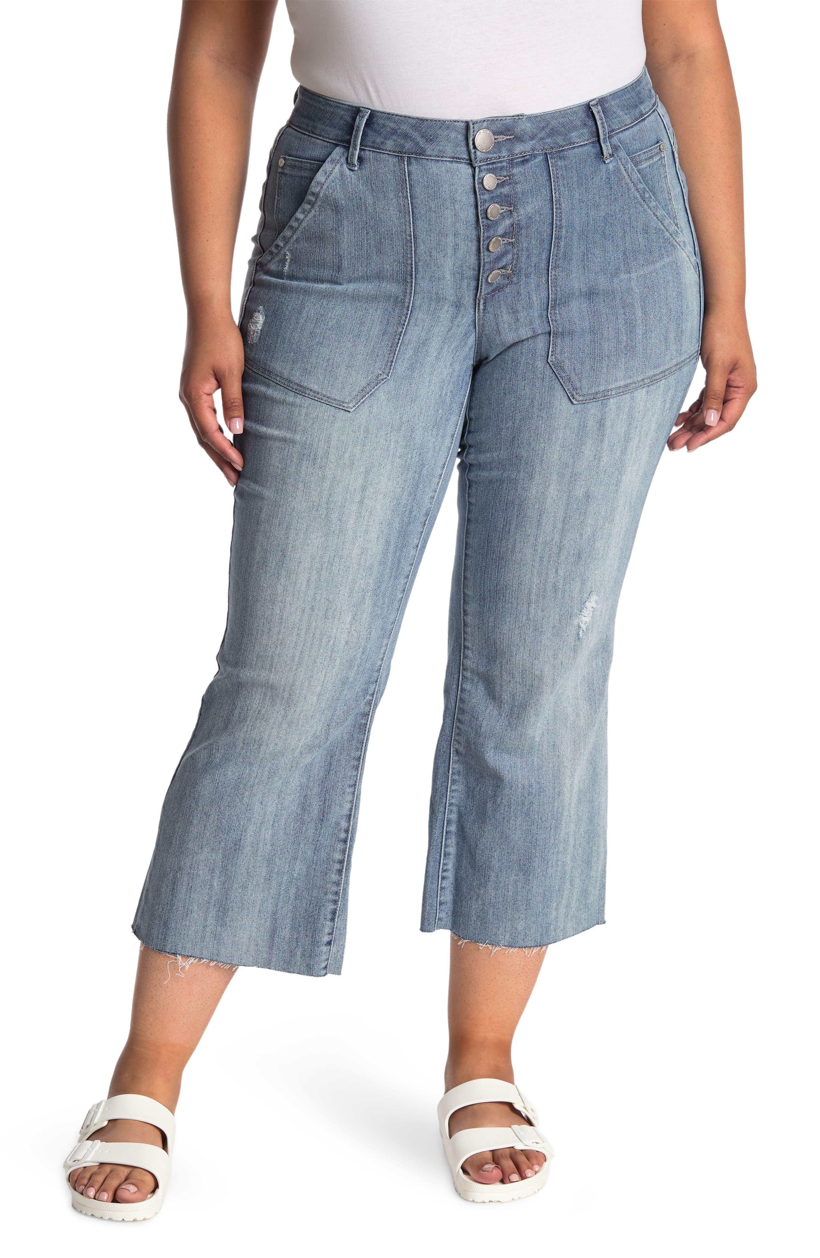 Democracy Denim Button Fly Crop Wide 