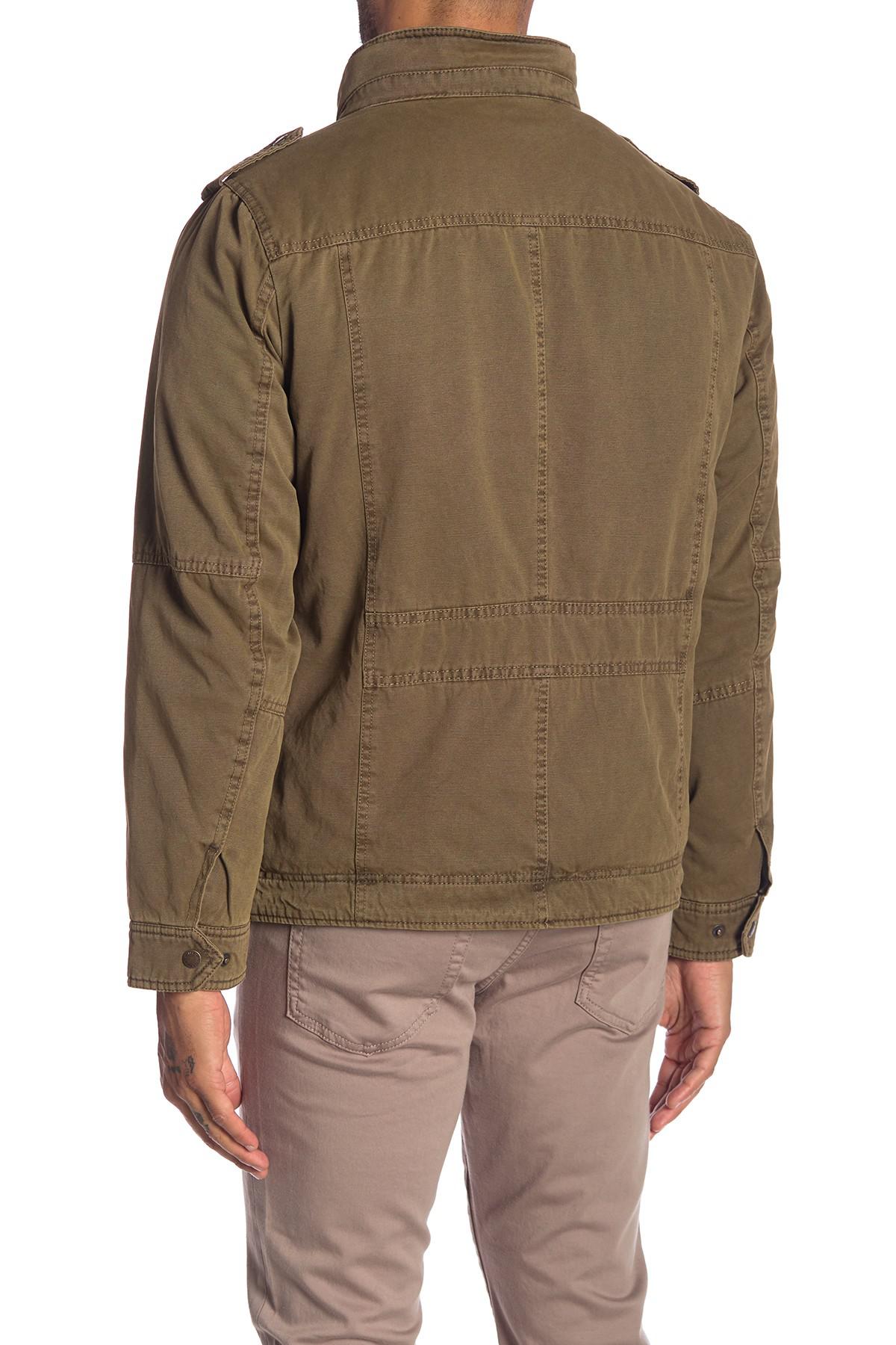levi's faux shearling lined military jacket with hoodie