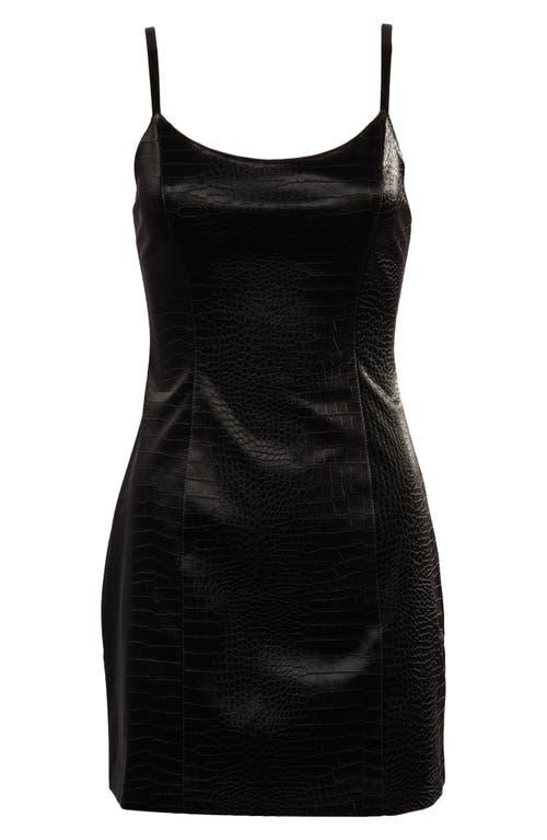 Misha Collection Hildegard Croc Embossed Faux Leather Minidress in Black |  Lyst