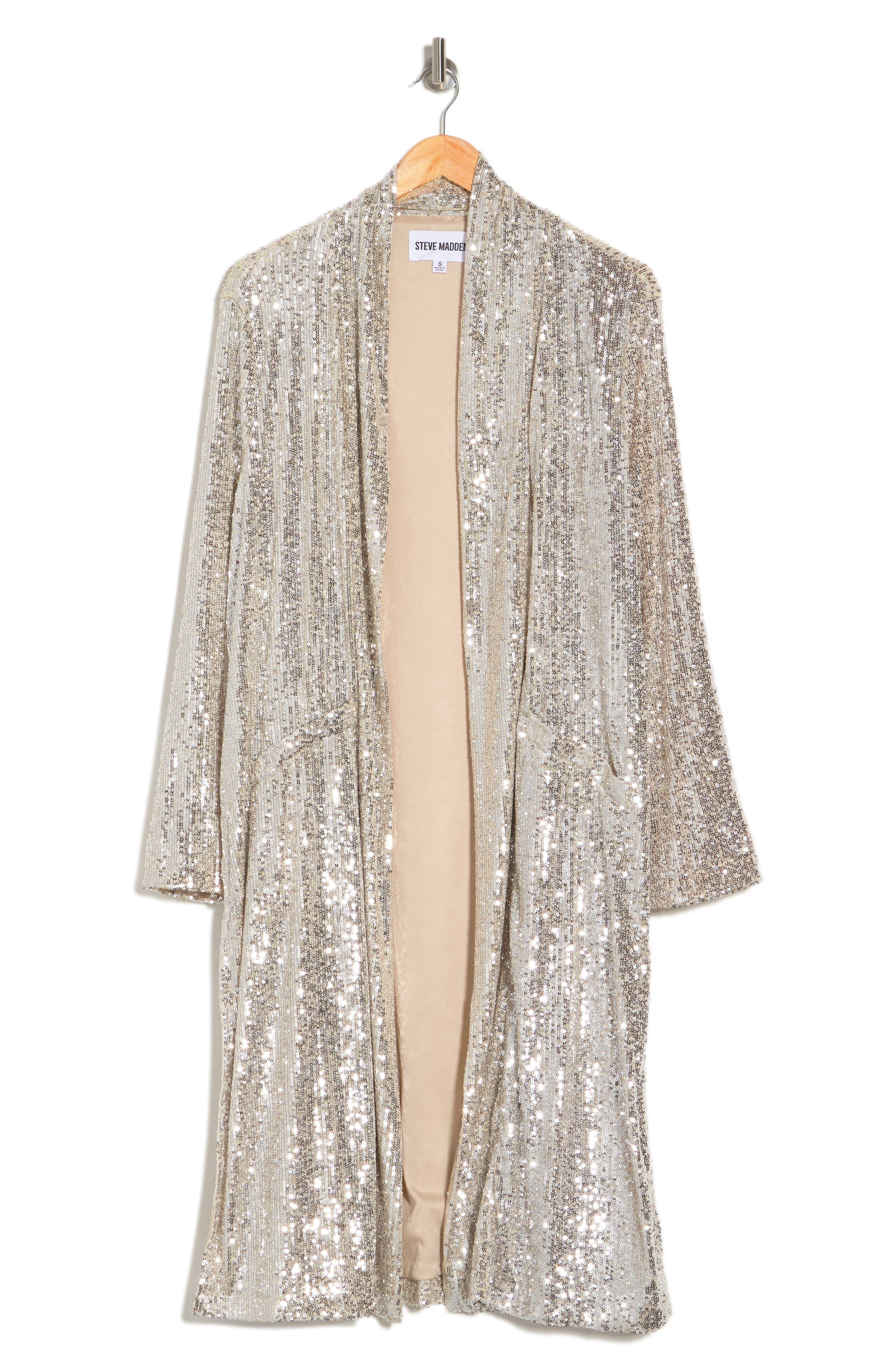 Steve Madden Glitterbomb Sequin Duster In Silver Sequin At