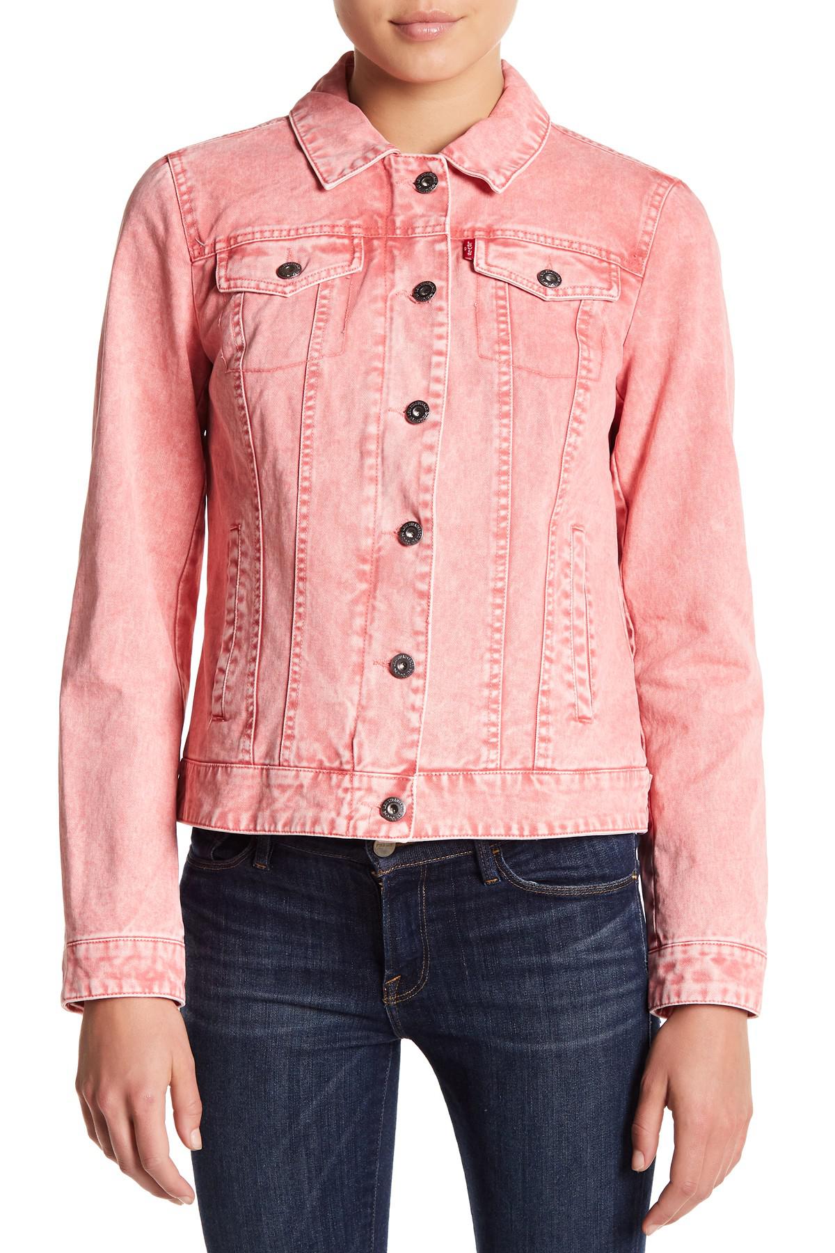 Levi's Washed Denim Jacket in Coral (Pink) Lyst