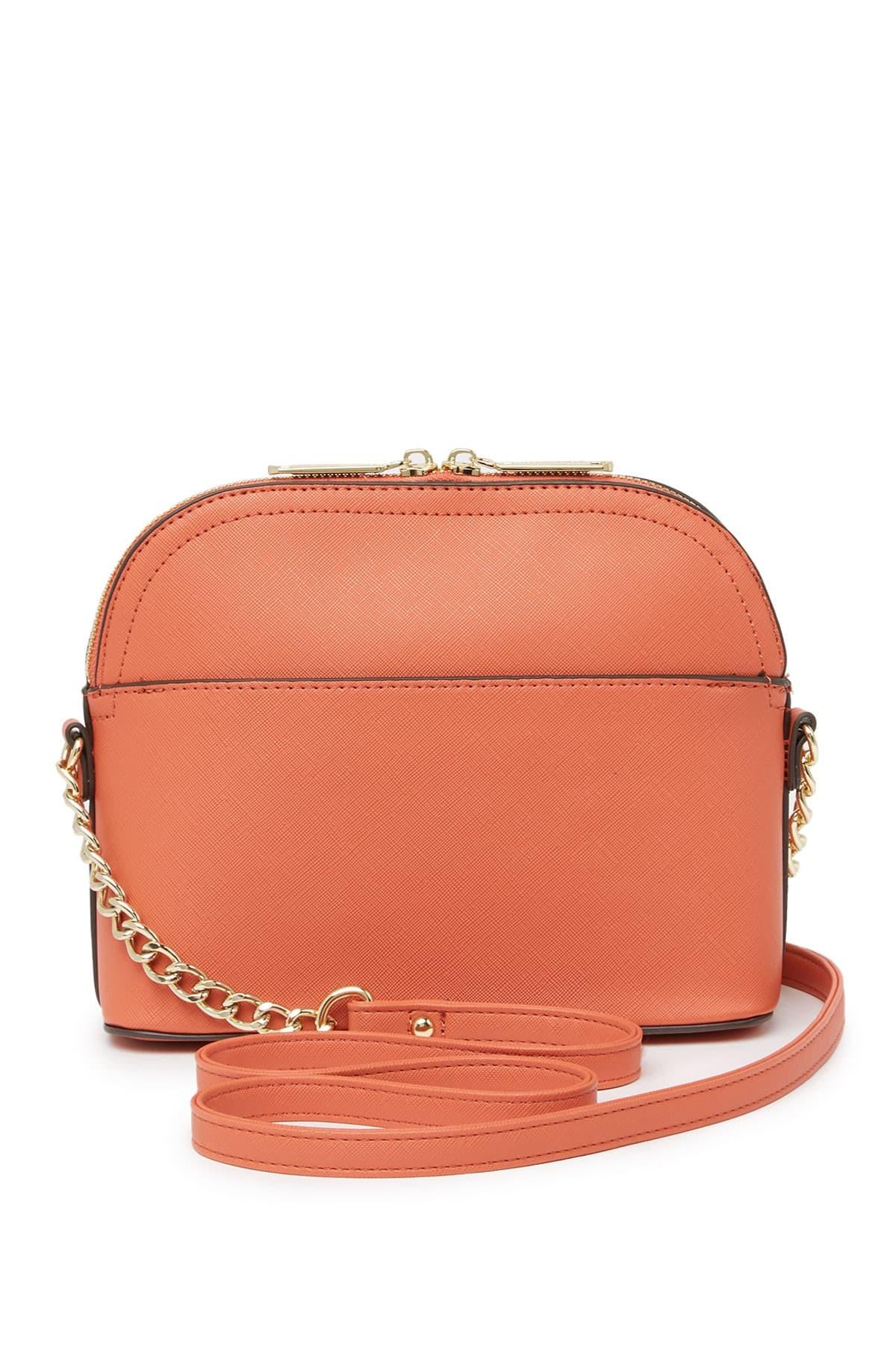 Steve Madden Off-White & Brown Faux Leather Zip Dome Crossbody