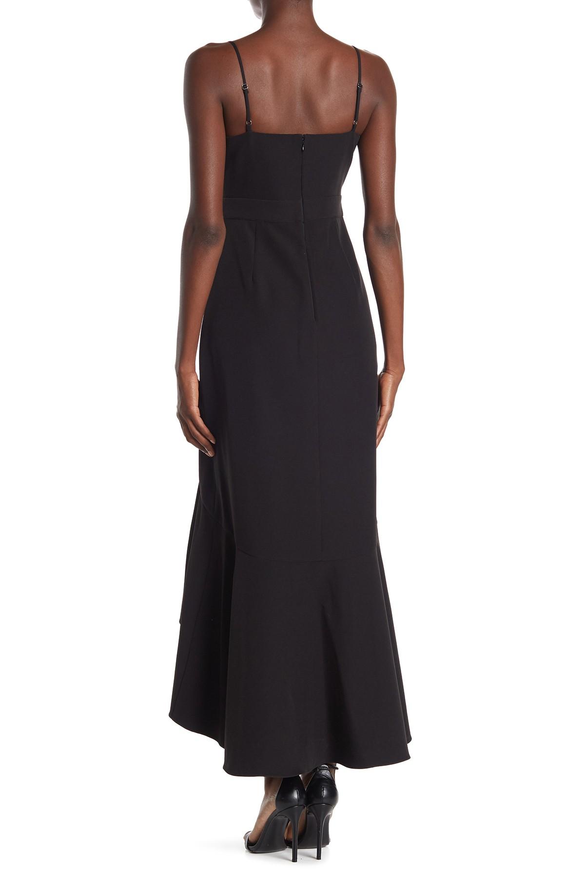 Laundry by Shelli Segal Ruffled Sleeveless High/low Maxi Dress in Black