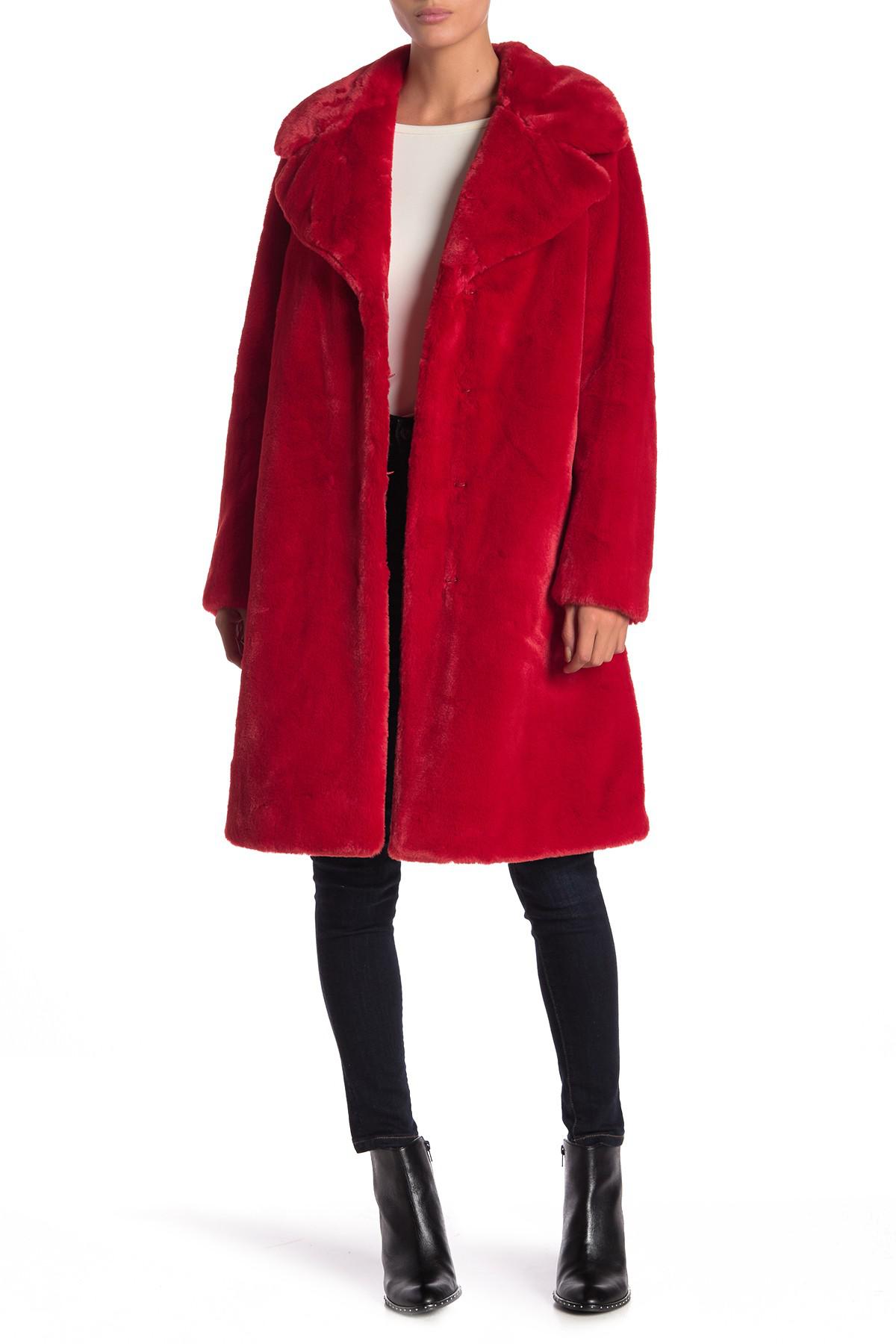 7 for all mankind red faux fur coat