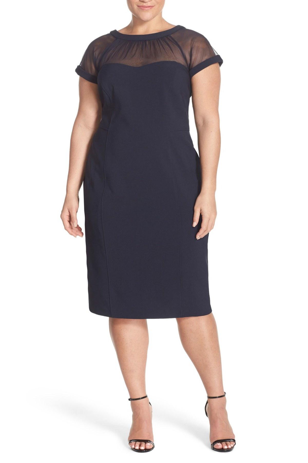 Maggy London Illusion Yoke Crepe Sheath Dress in Dark Navy (Blue) Lyst