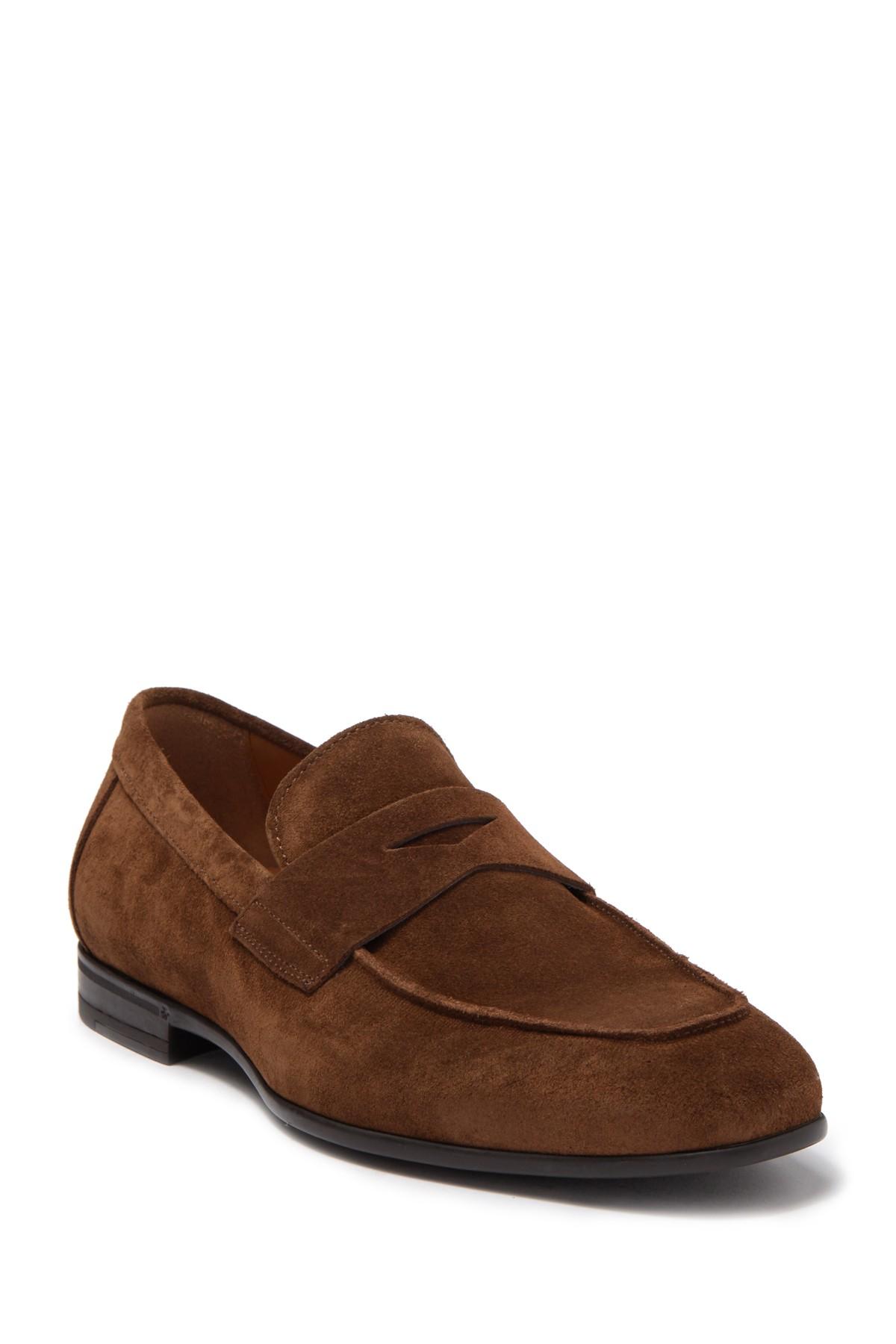 Bruno Magli Tino Suede Penny Loafer in Brown for Men - Lyst