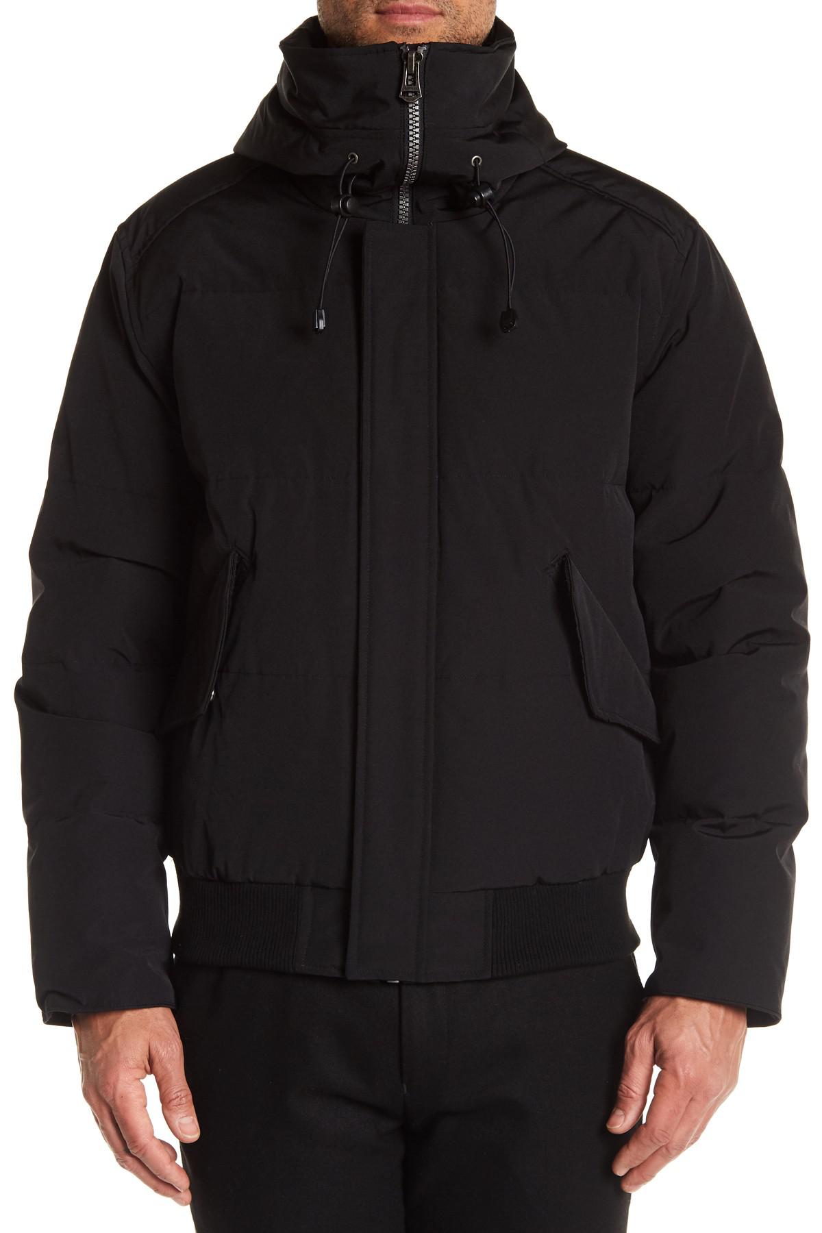 oxford down hooded bomber jacket