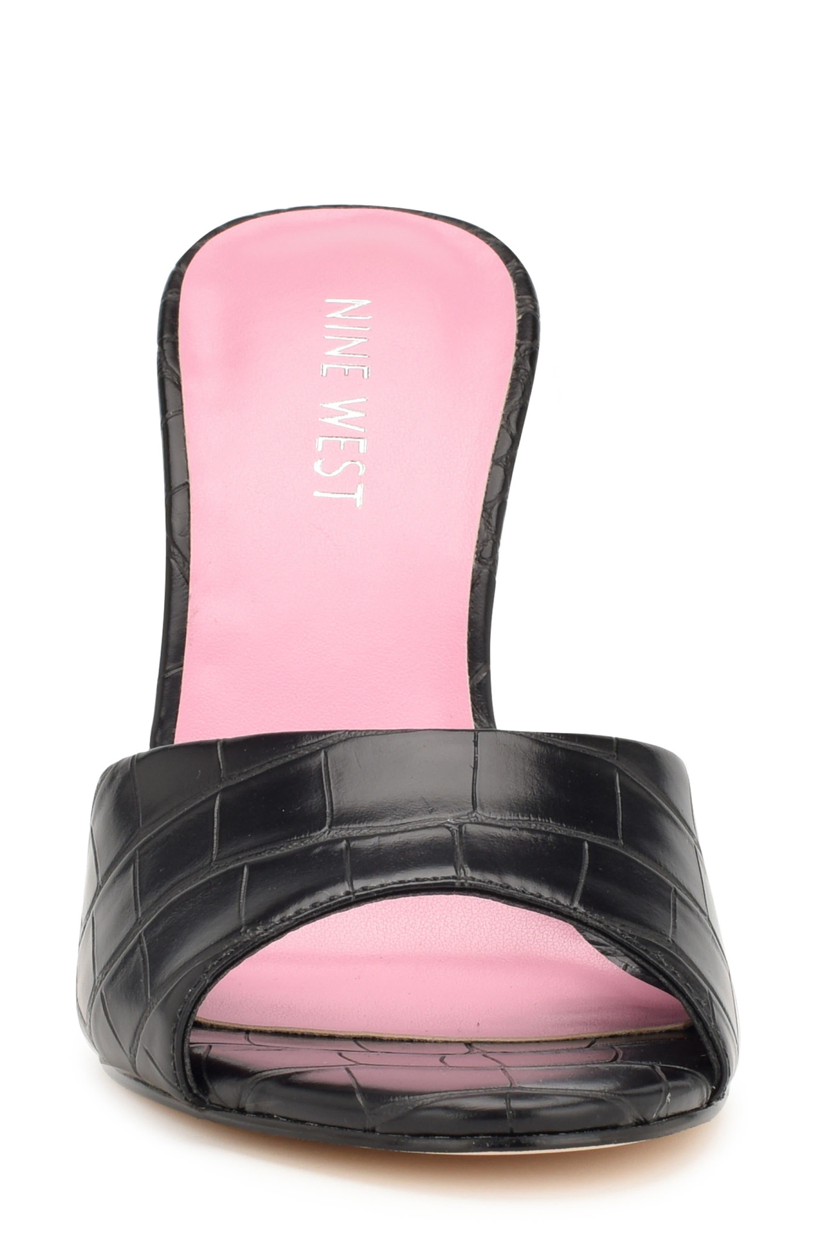 Nine West Finla Croc Embossed Sandal in Pink | Lyst