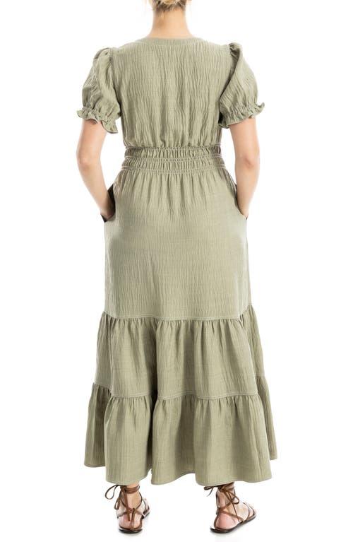 max studio crepe tiered maxi dress Max Studio Tiered Crepe Maxi Dress in Green