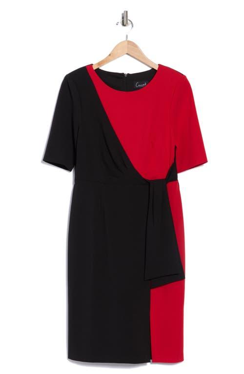 connected apparel red and black dress Black Red Floral 3/4 Sleeve Dress, Size 20W